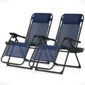 Blue Set of 2 Zero Gravity Chair with Side Tray X47723