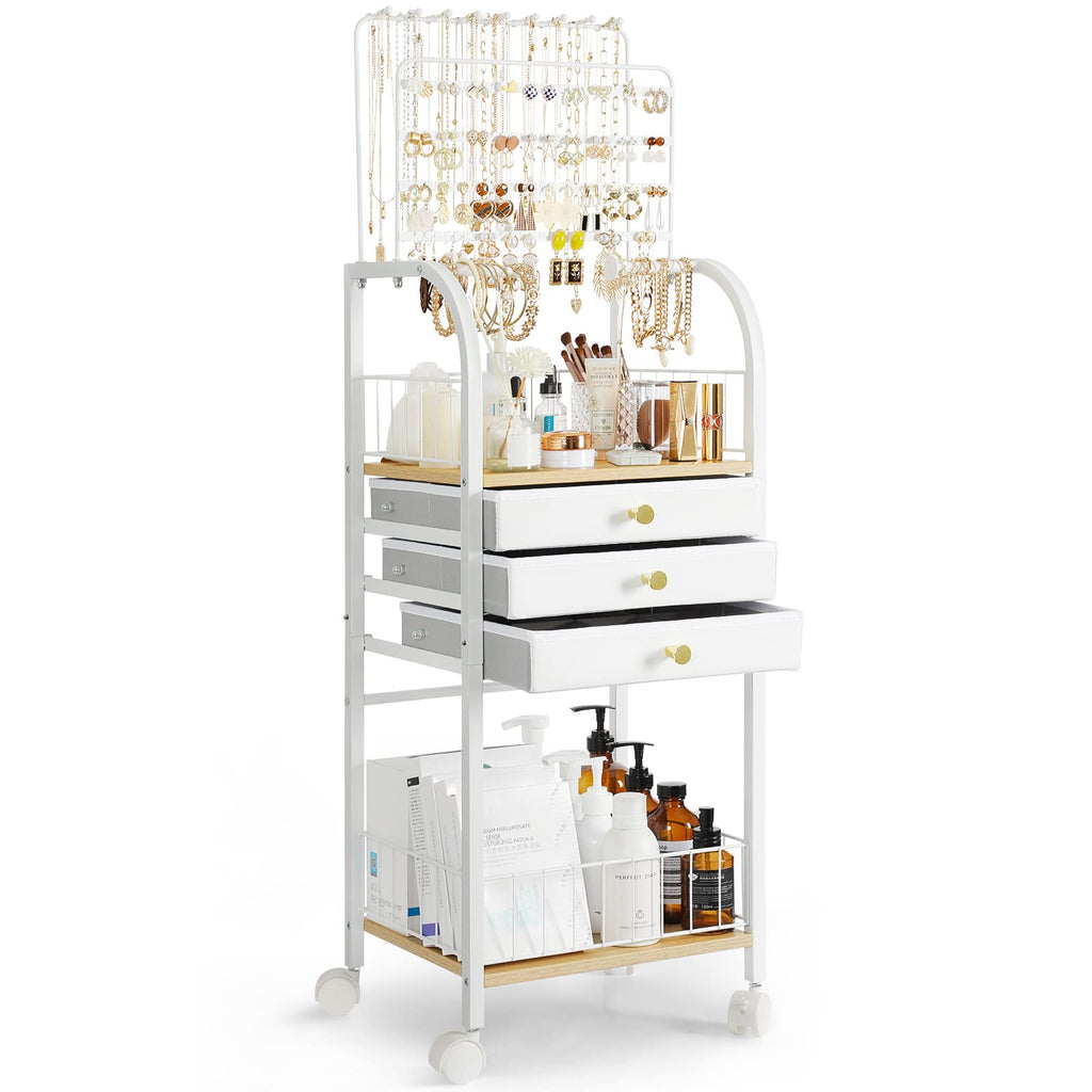 Large White 3 Drawer Floor Jewelry Organizer Stand X252330