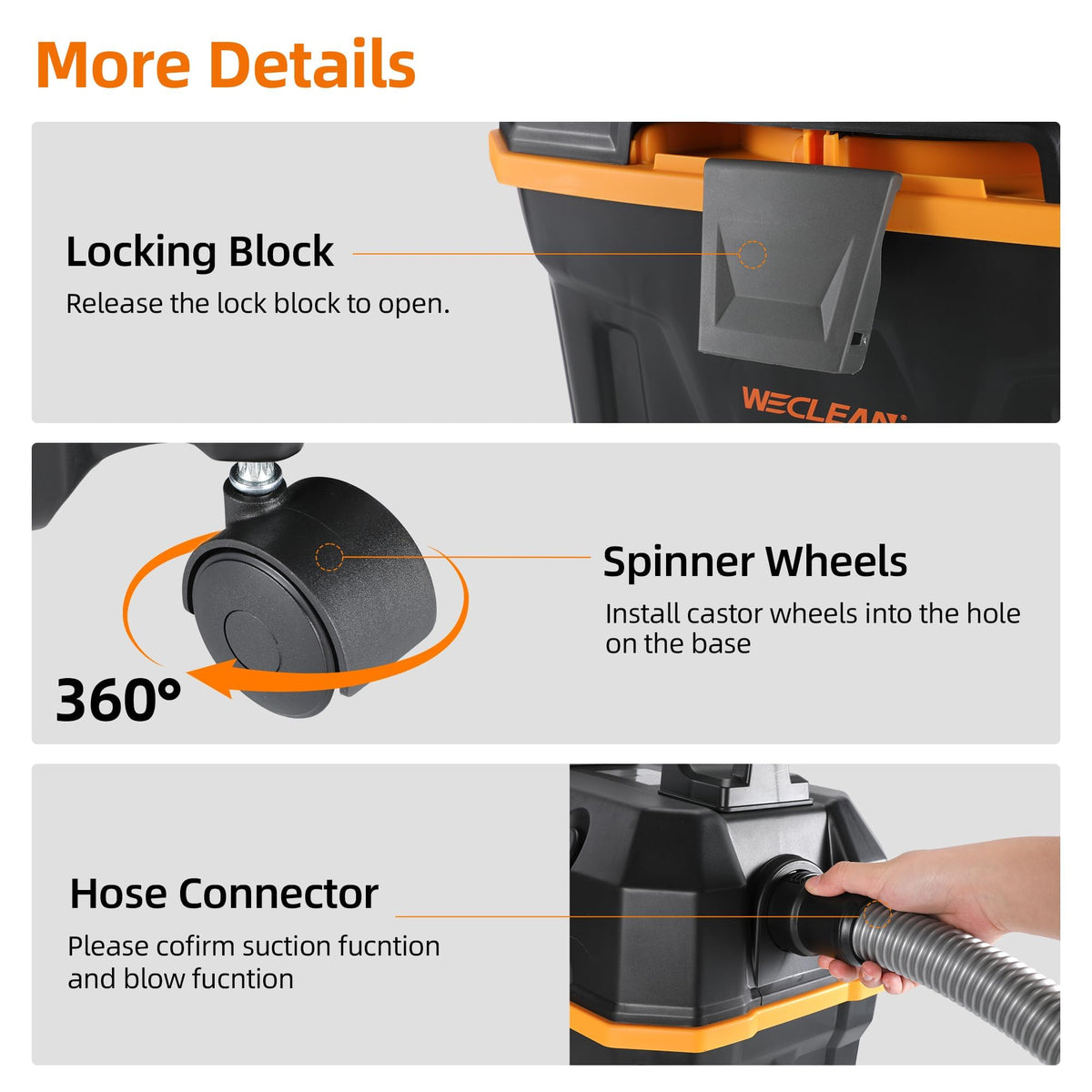 4 Gallon 5.5 Peak HP Wet Dry Vacuum Cleaner with Blower Function R7887
