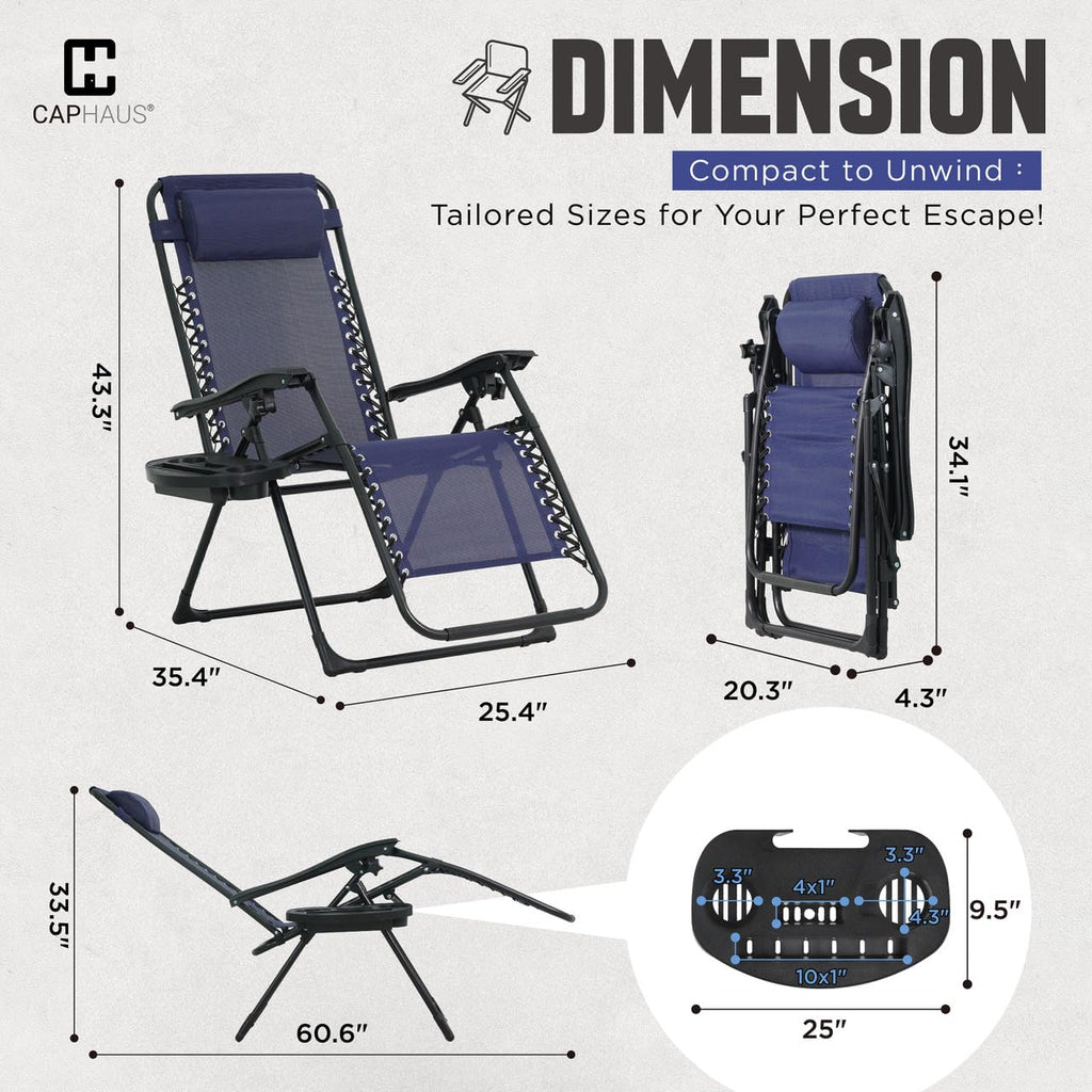 Blue Set of 2 Zero Gravity Chair with Side Tray X47723