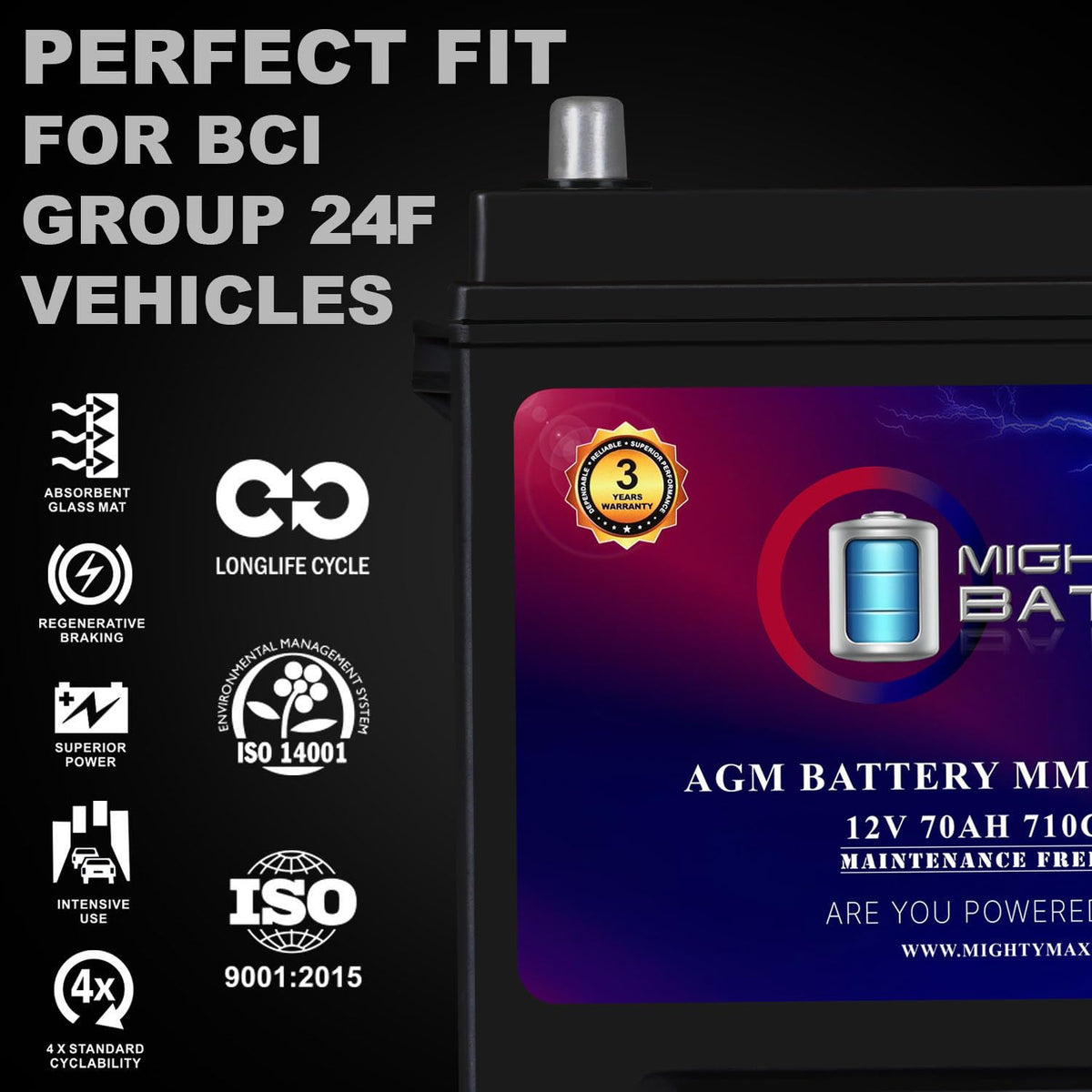 12V 70Ah AGM Replacement Battery H8197