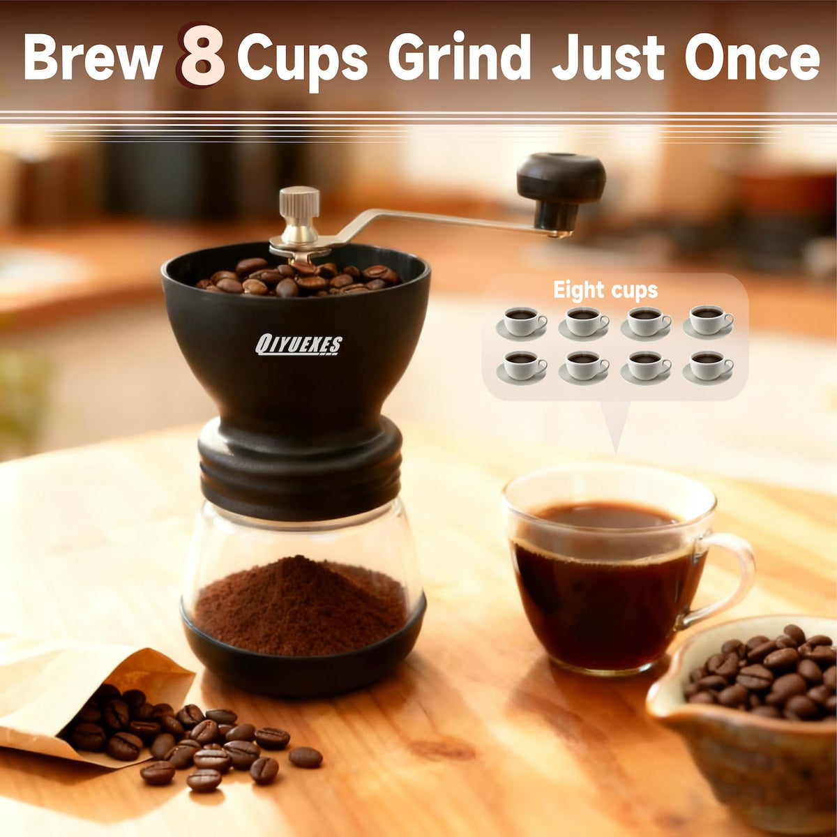 Manual Coffee Grinder 48 Adjustable Settings 80g Conical Burr 2 Jars A69715
