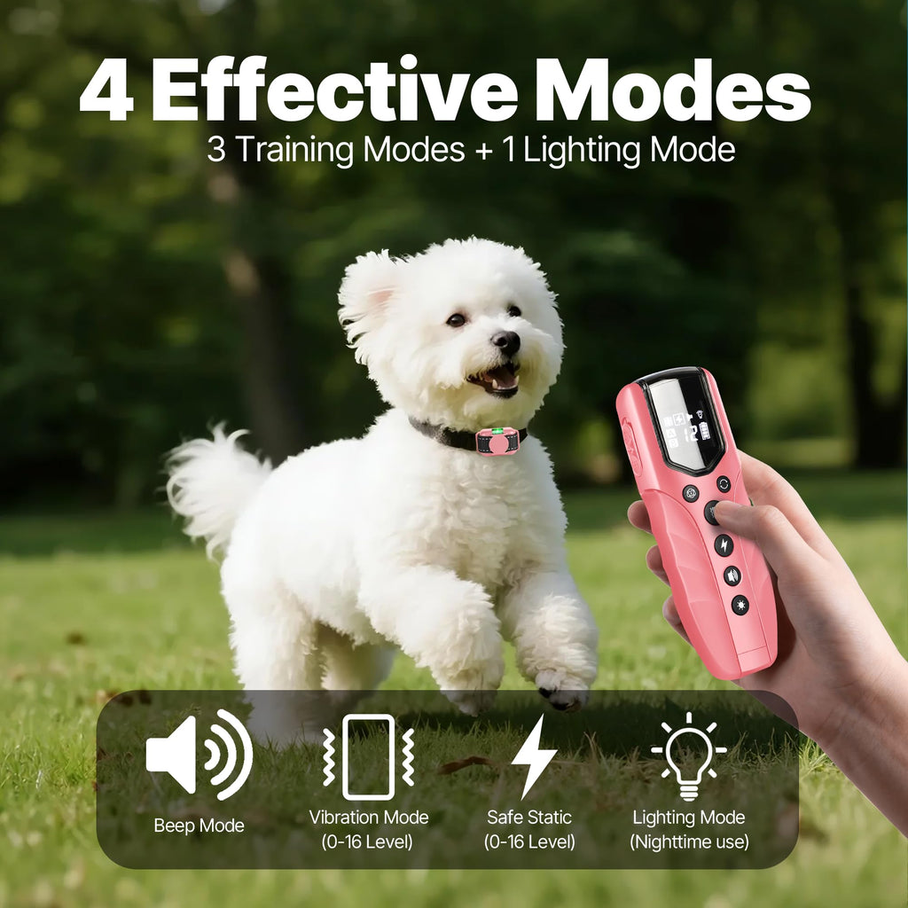 Small Dog Training Collar with Remote, Waterproof Rechargeable, Pink H494