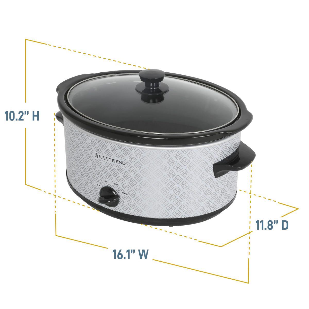 6-Quart Slow Cooker with Ceramic Crockpot and Glass Lid W90320