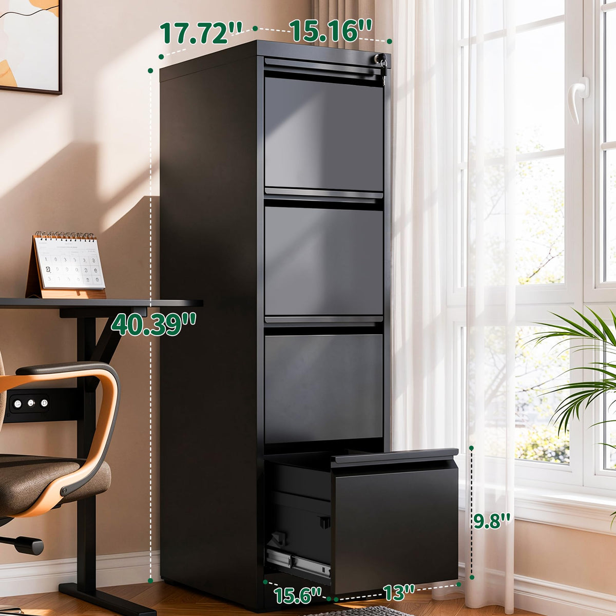 4 Drawer Metal File Cabinet with Lock J285306
