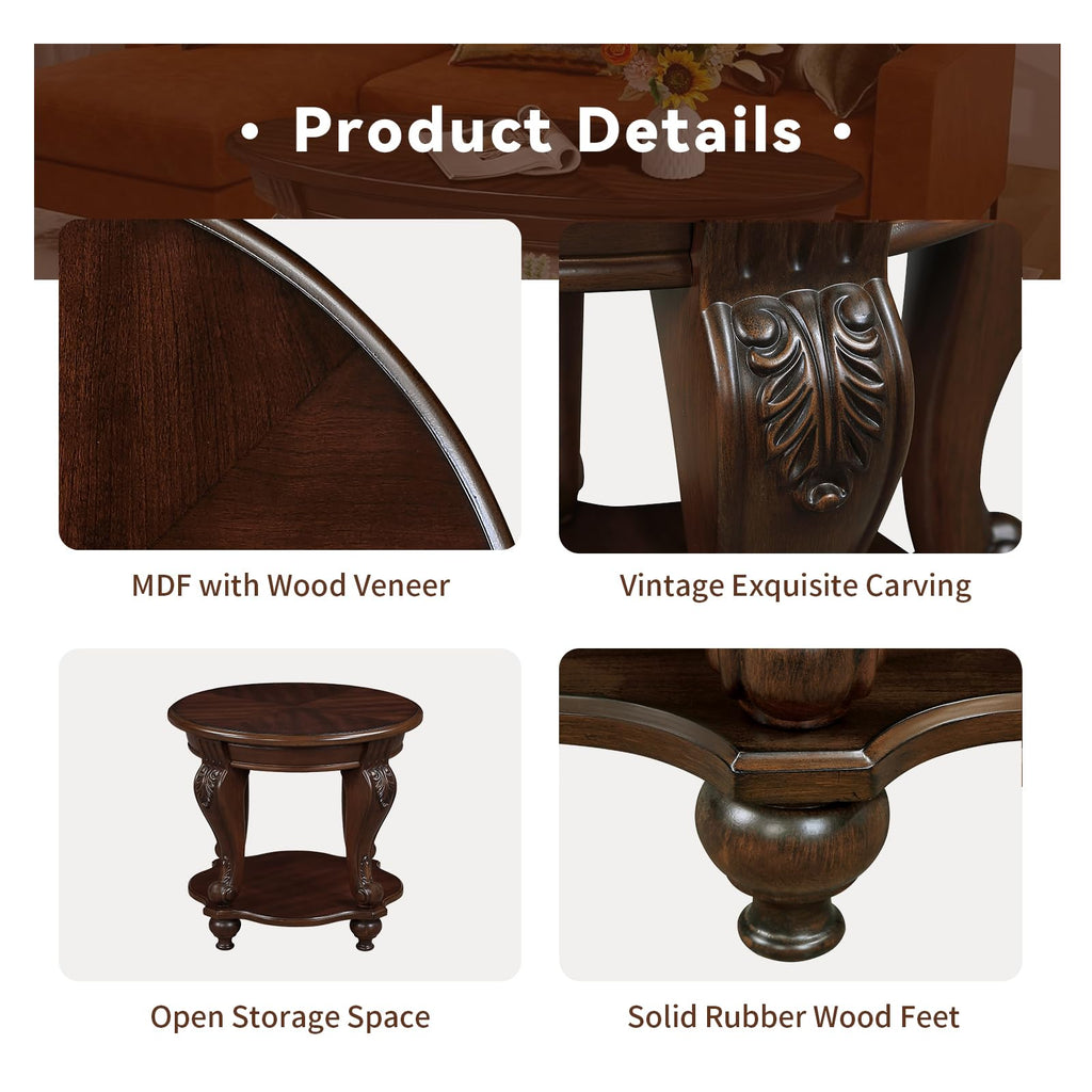 2 Tier Round Wood End Table L2024