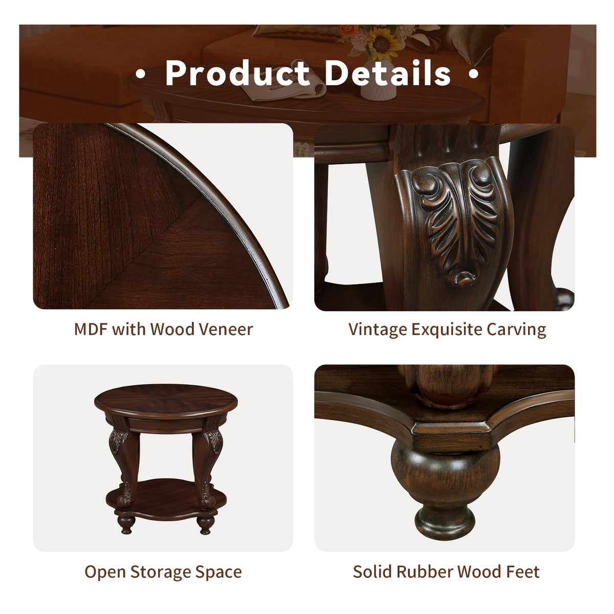 2 Tier Round Wood End Table L2024