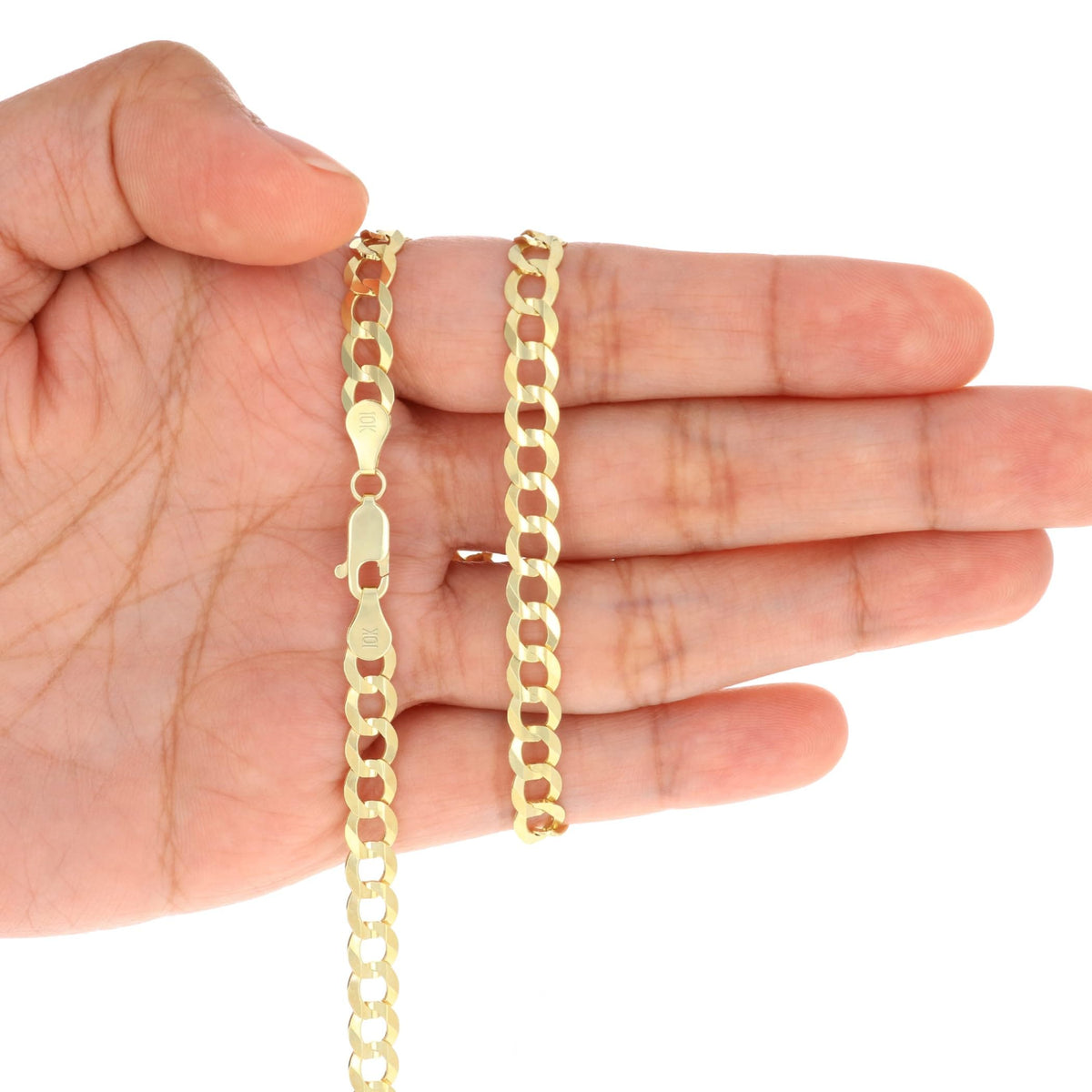 10k Yellow Gold Cuban Curb Link Chain Necklace B60172