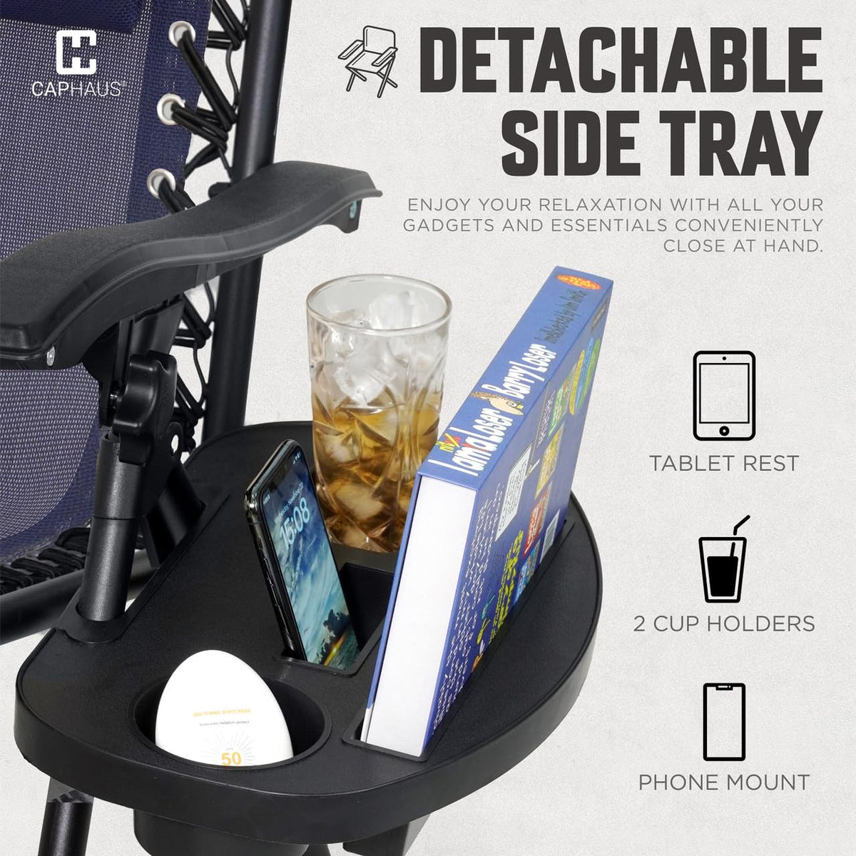 Blue Set of 2 Zero Gravity Chair with Side Tray X47723