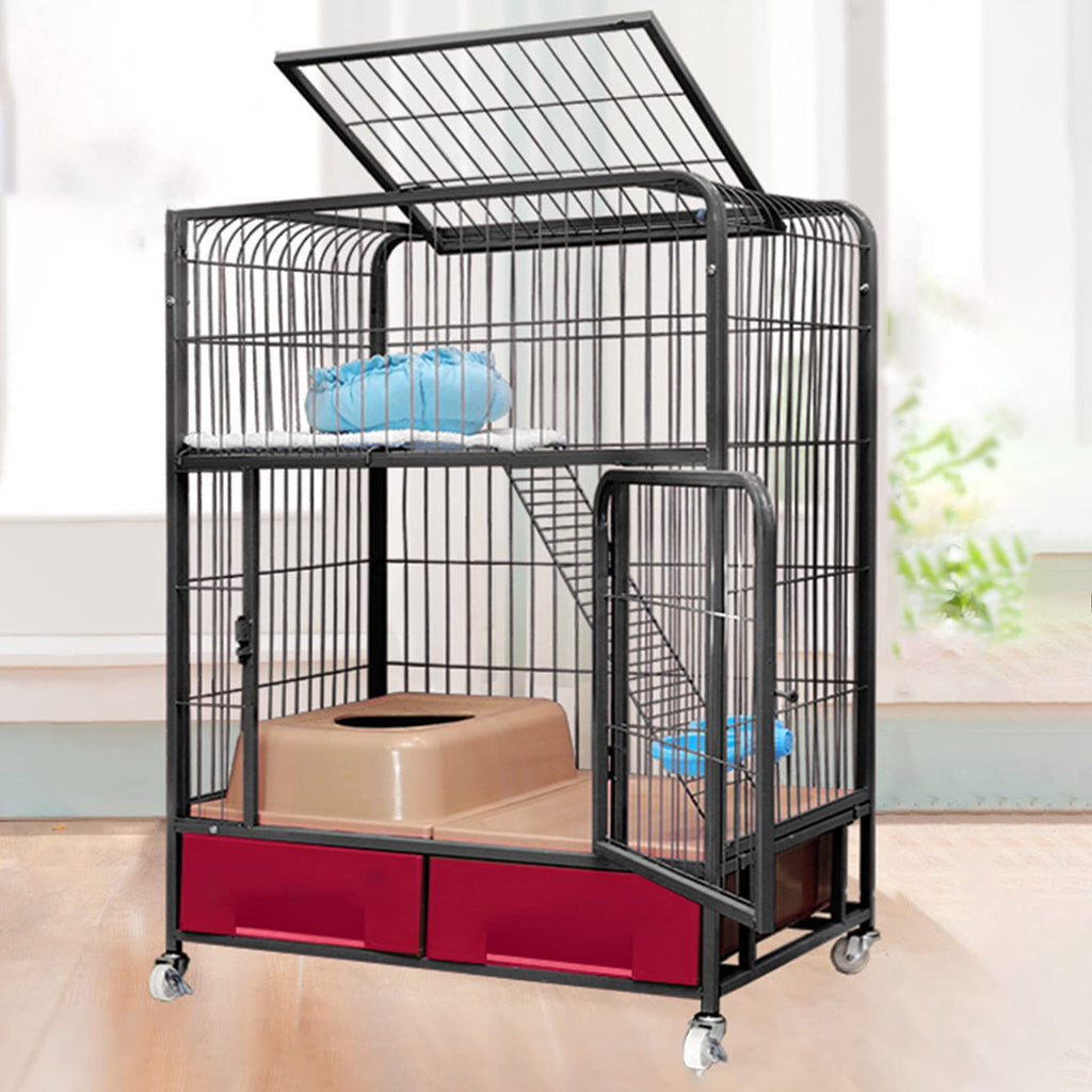 Heavy Duty Metal Cat Cage Dog Crate with Four Wheels E633