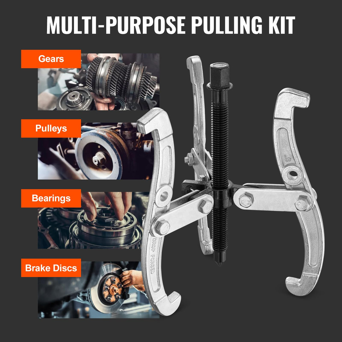 3" 4" 6" 8" 4-Piece Gear Puller Set G62463