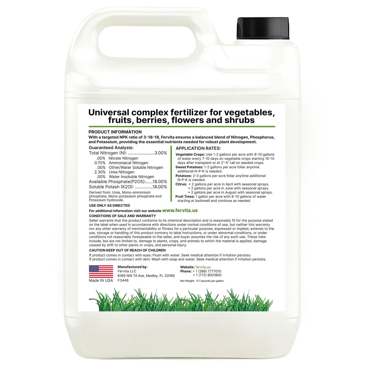 Liquid 3-18-18 Fertilizer for Vegetables, Fruits and Flowers 32oz Y479