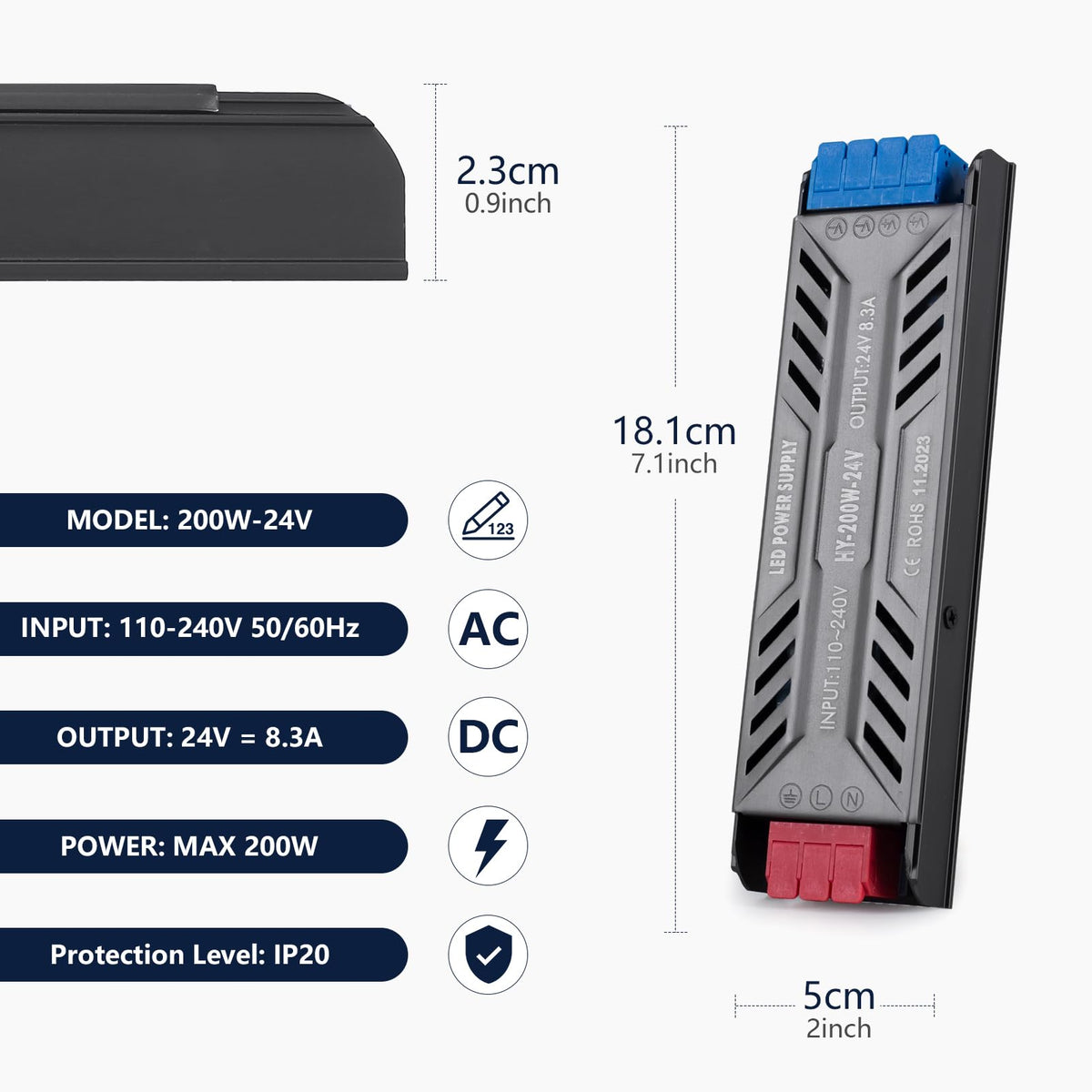 24V 200W Ultra Slim LED Power Supply Y847