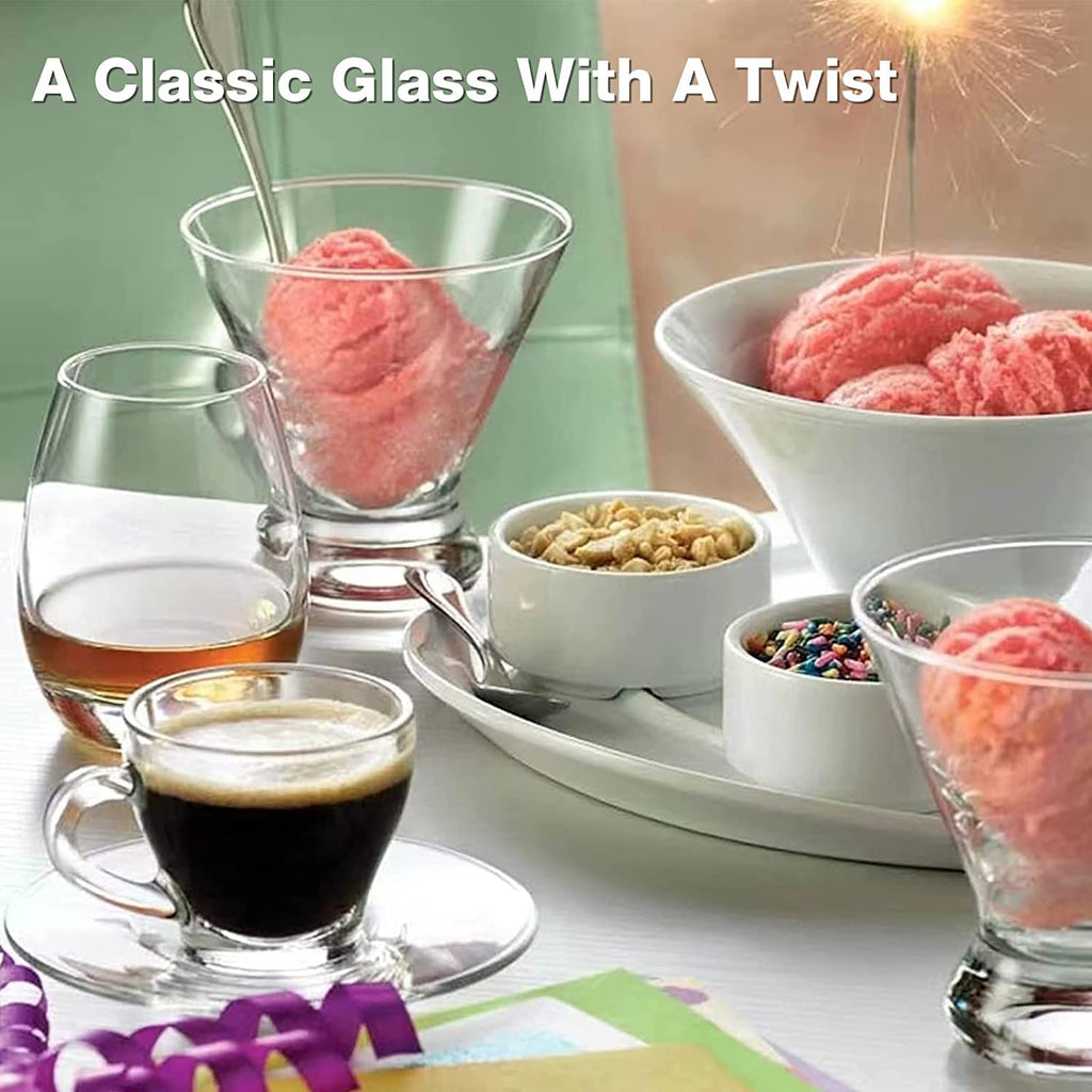 Set of 9 Crystal Stemless Martini Glasses 8 Ounces F50293