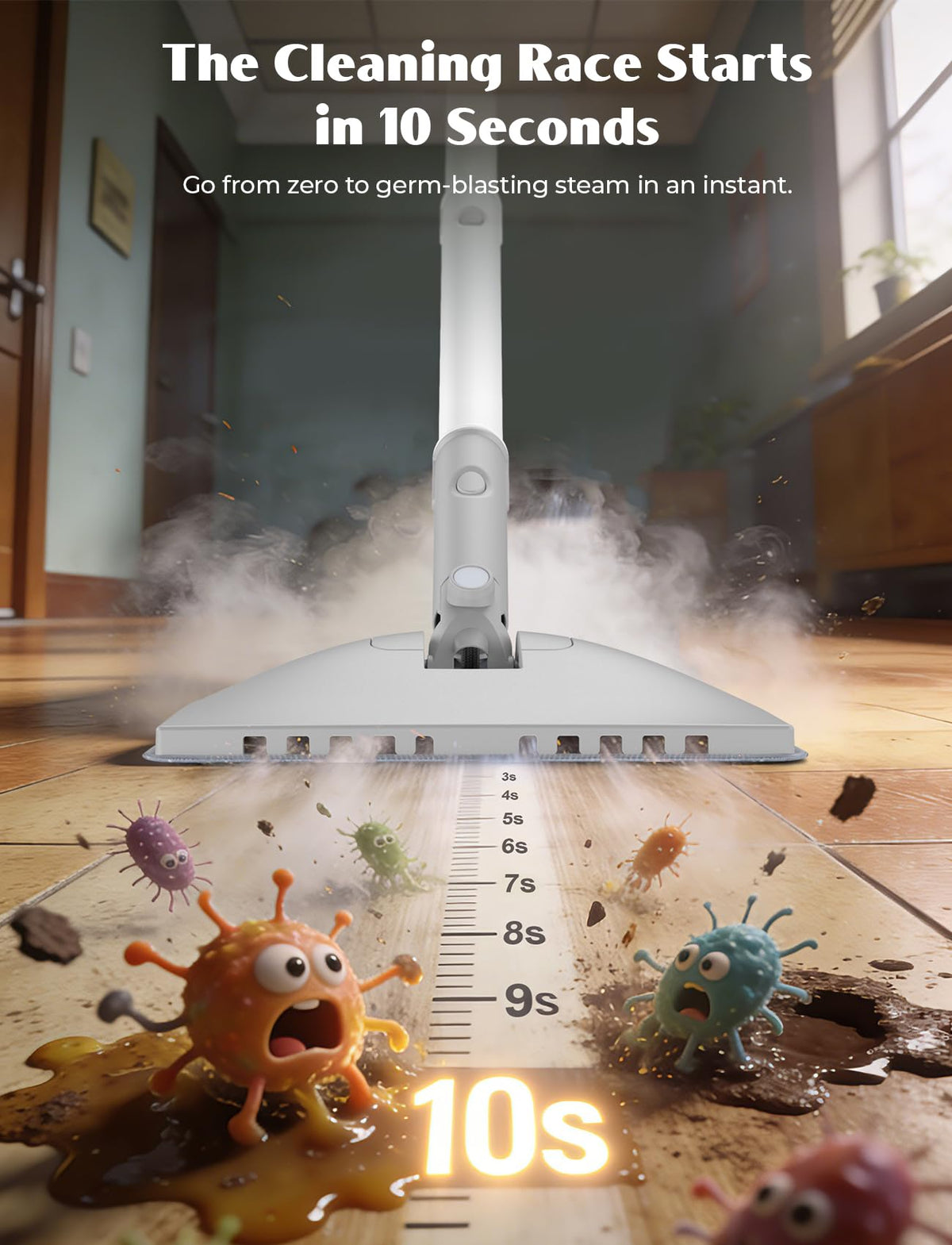 10-in-1 Steam Mop with Detachable Handheld Steamer B936769