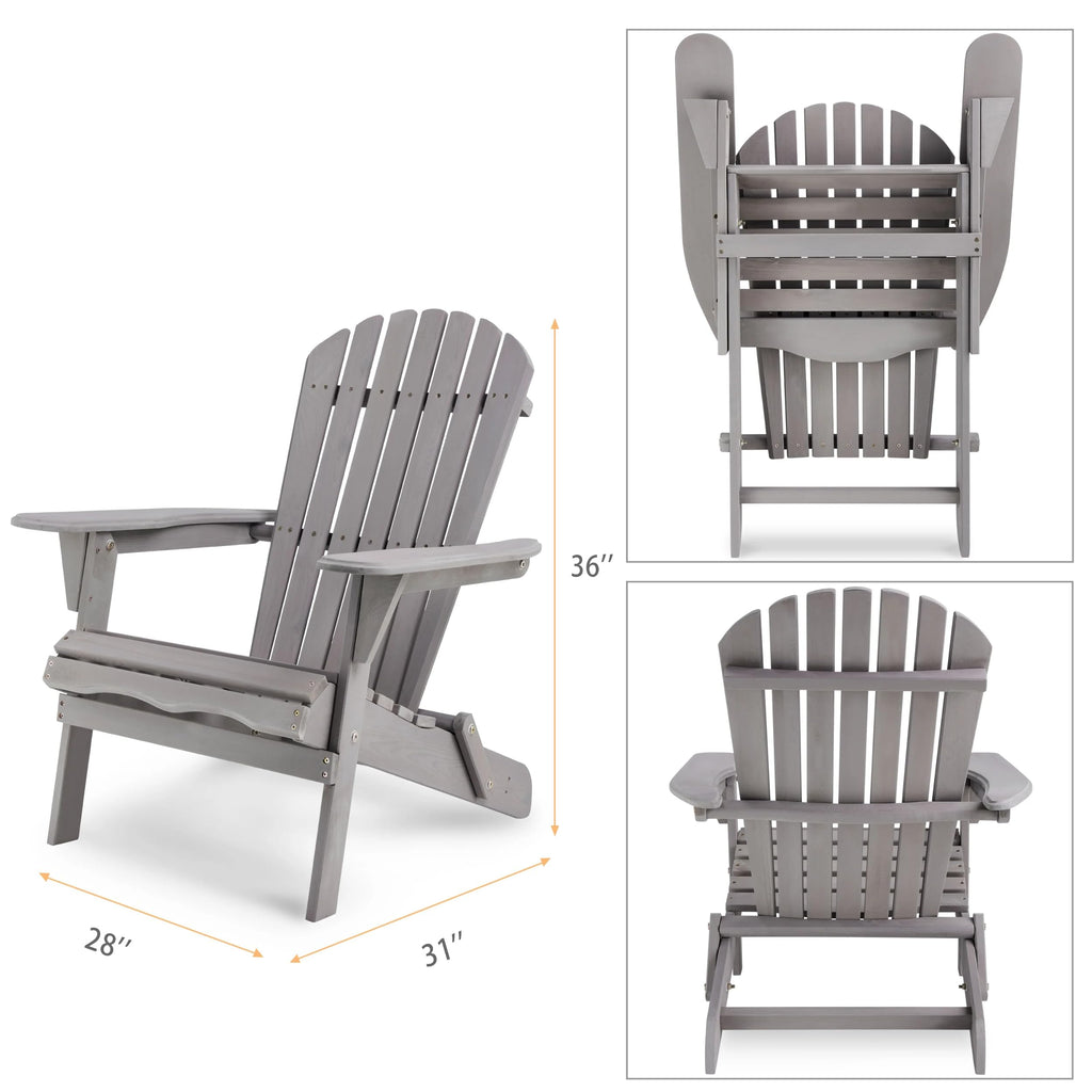 Wooden Folding Adirondack Chair Set of 2 Solid Cedar L7201