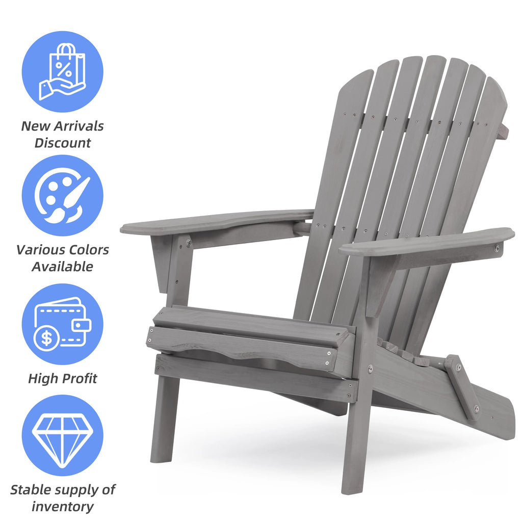 Wooden Folding Adirondack Chair Set of 2 Solid Cedar L7201