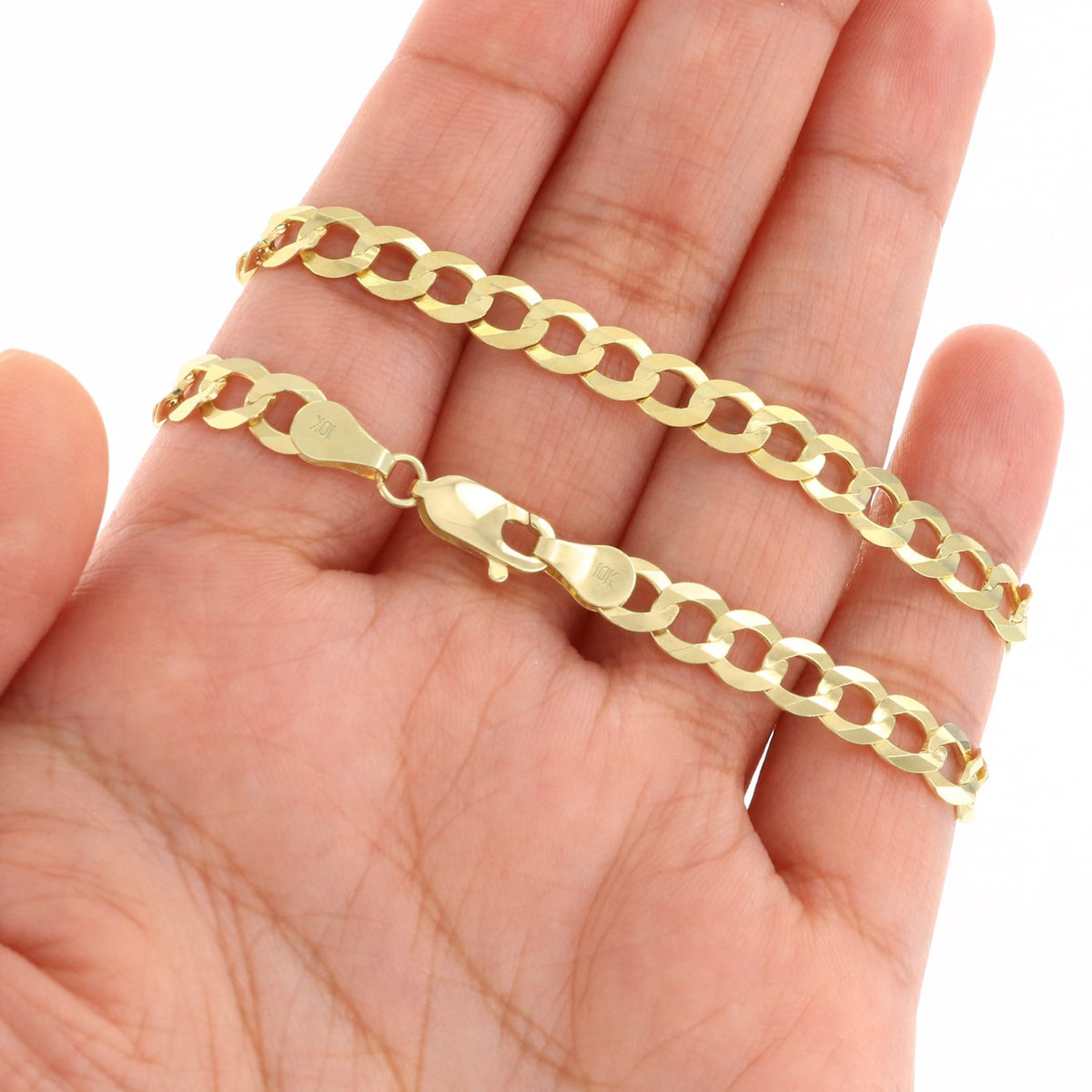 10k Yellow Gold Cuban Curb Link Chain Necklace B60172