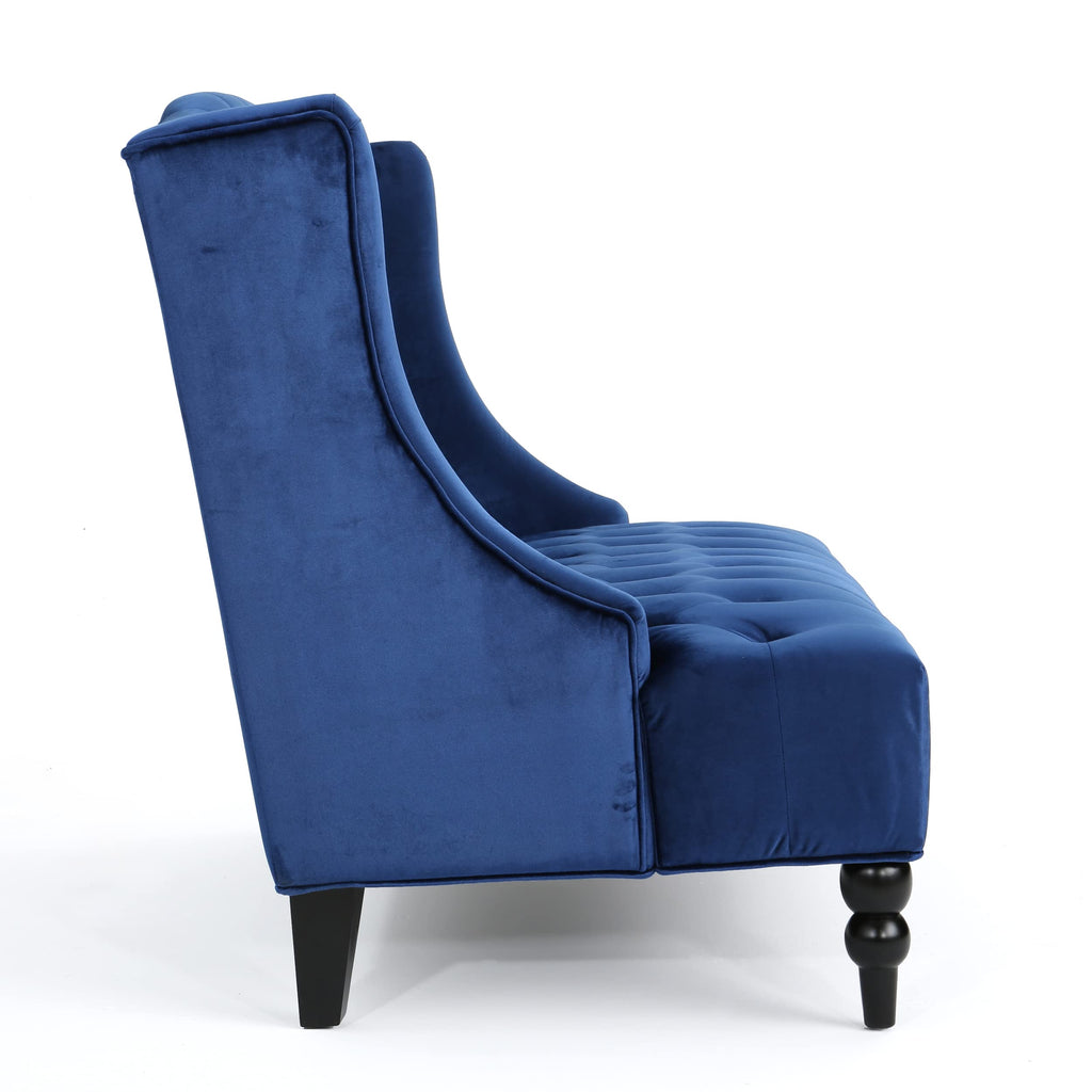 Navy Blue Tufted Velvet Wingback Loveseat W178