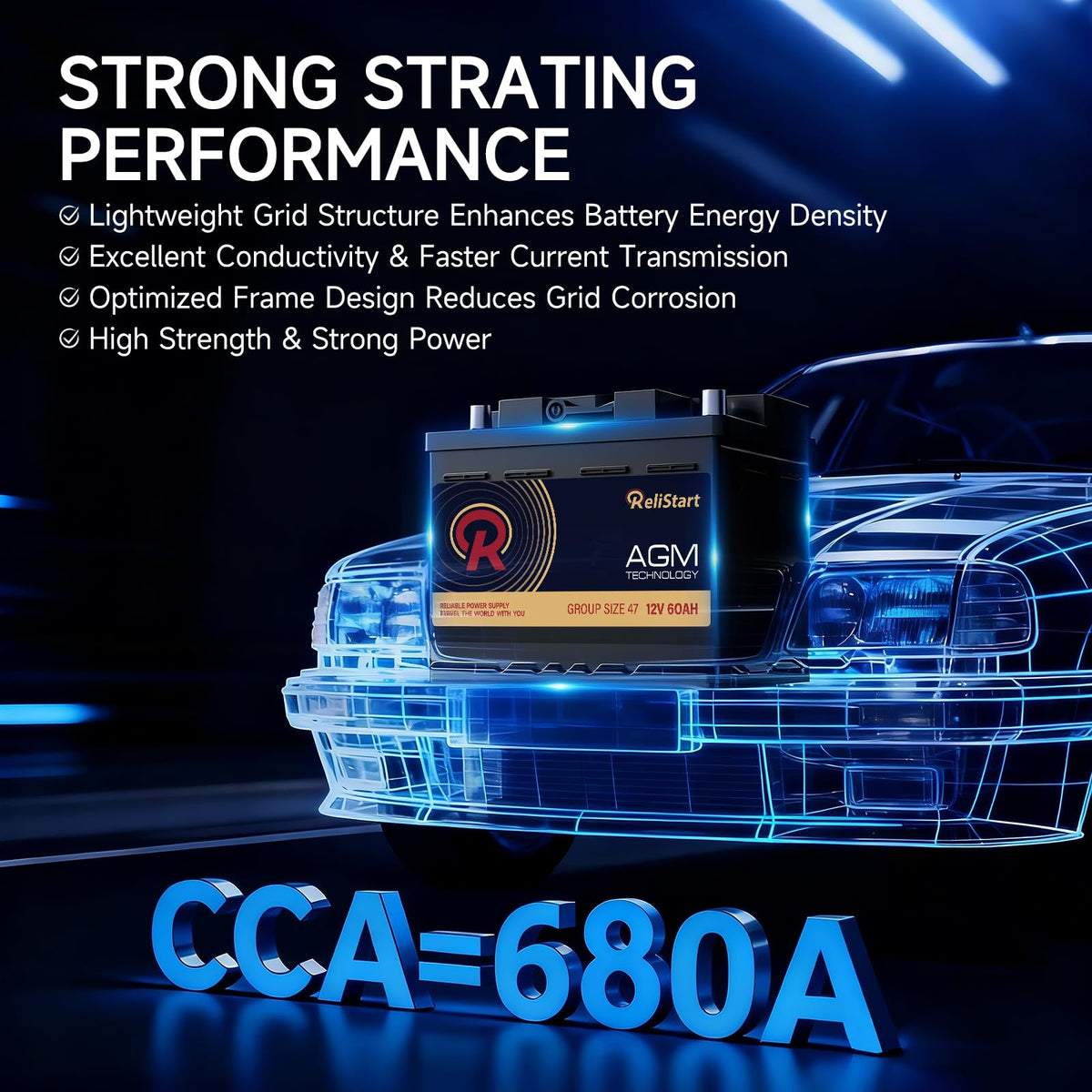 12V 60Ah 680CCA Automotive Battery C102793
