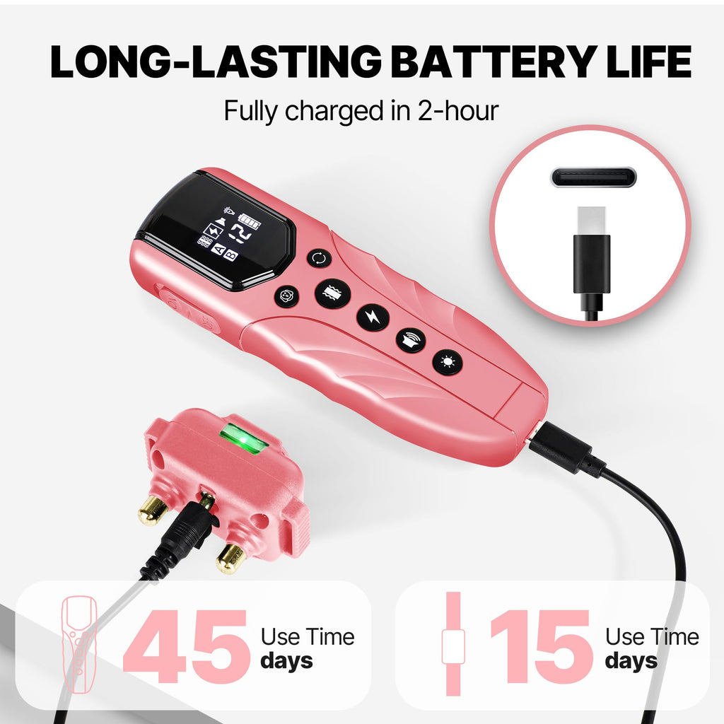 Small Dog Training Collar with Remote, Waterproof Rechargeable, Pink H494