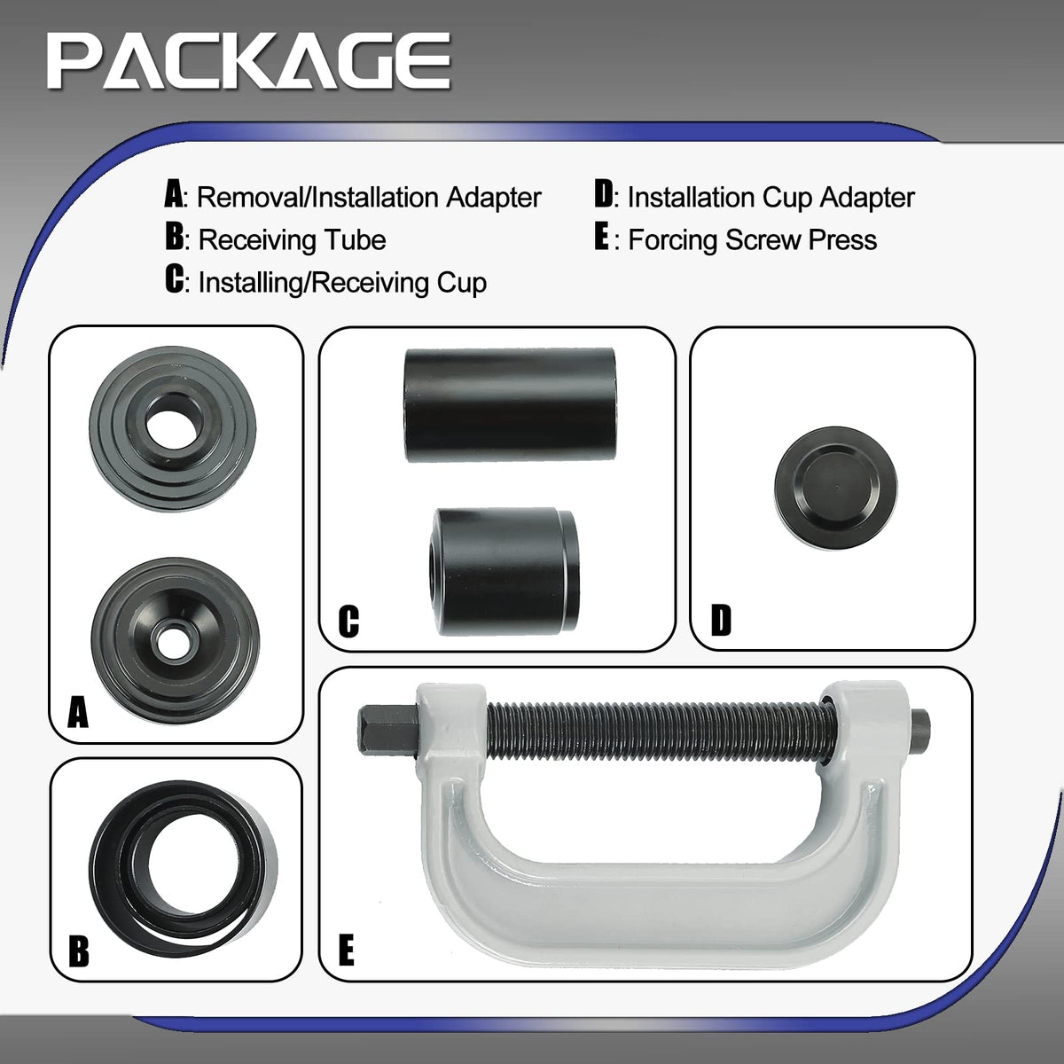 10 Pc Ball Joint Press Kit U Joint Removal Tool with Adapters U723162