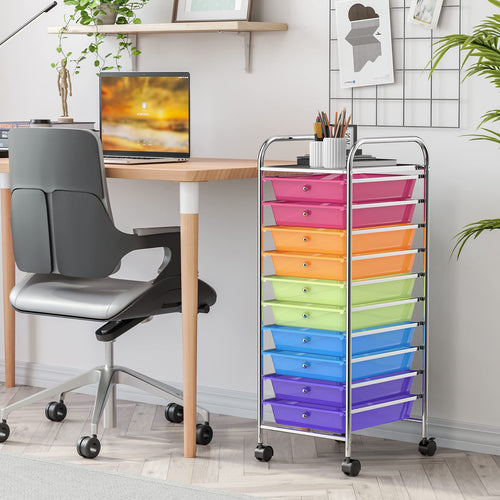 10 Drawer Multicolor Rolling Storage Cart J6105