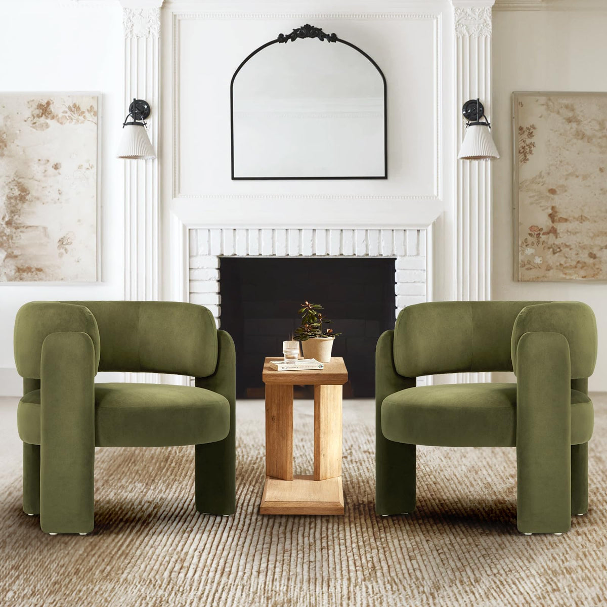 Velvet Accent Chair Set of 2 Green M838212