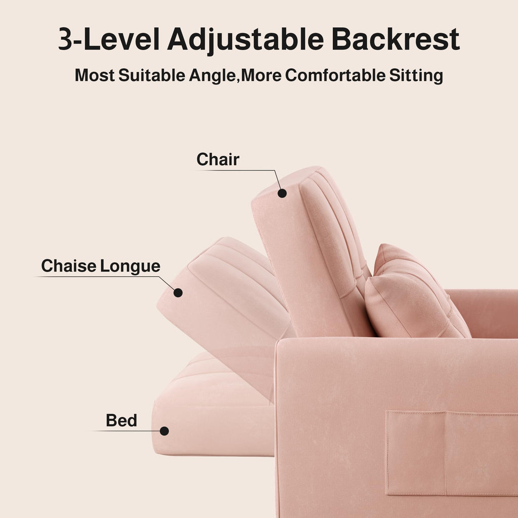 Pink Convertible Sleeper Chair Sofa Bed T37107