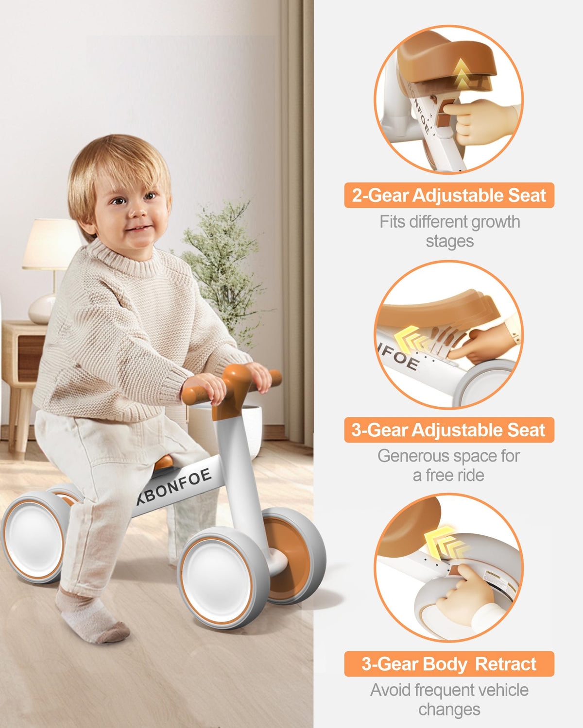 10-24 Month No Pedal Balance Bike with 4 Wheels Z667