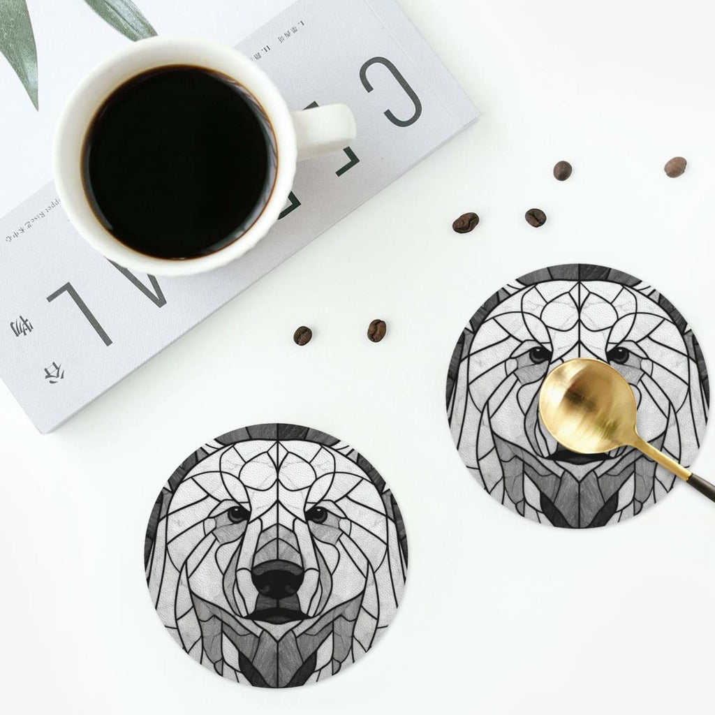 Black and White Bear Leather Coasters Set of 4 B77191