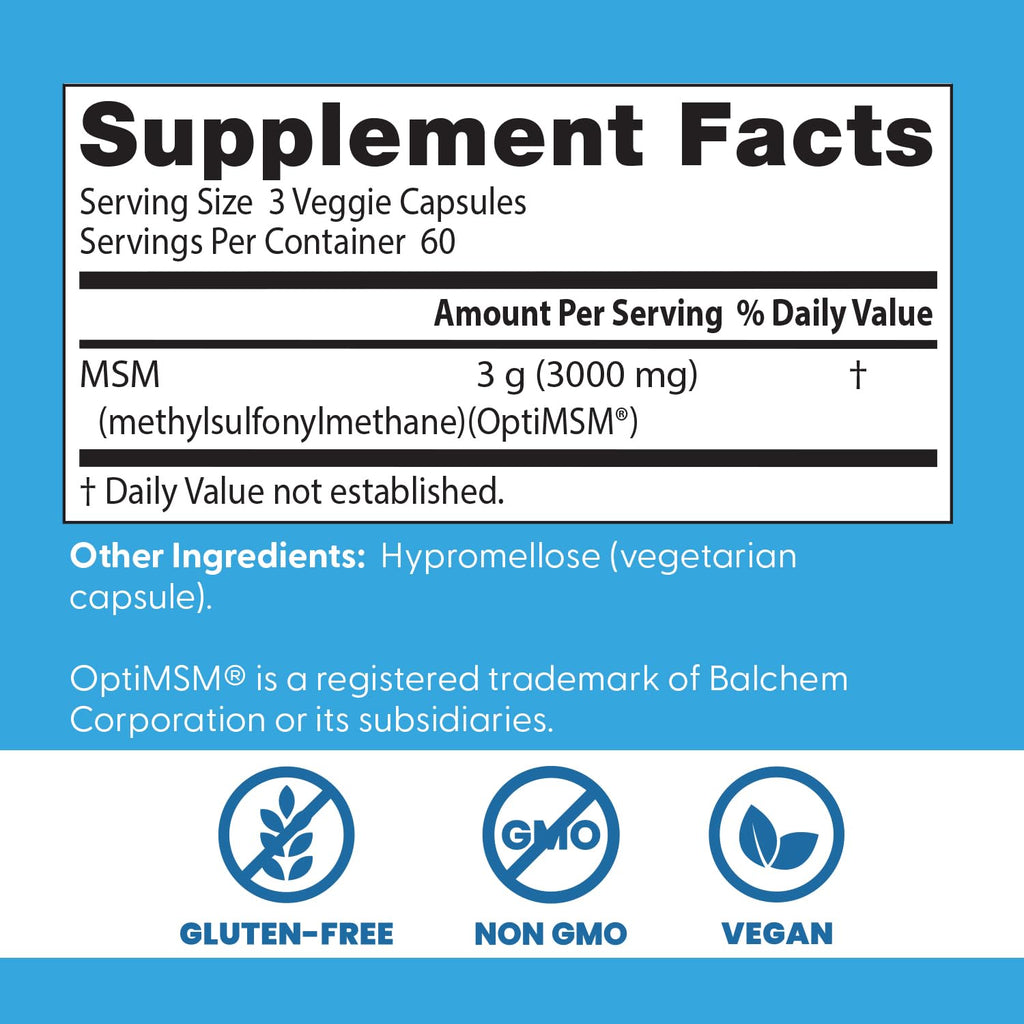 MSM Supplement Capsules 180 Caps S952
