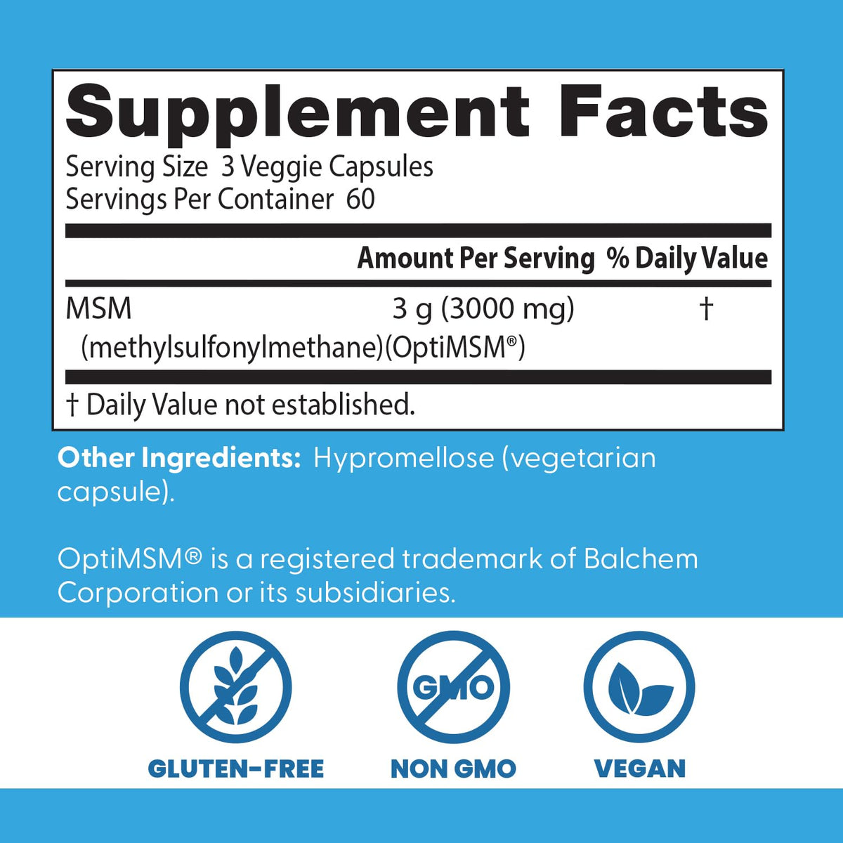 MSM Supplement Capsules 180 Caps S952