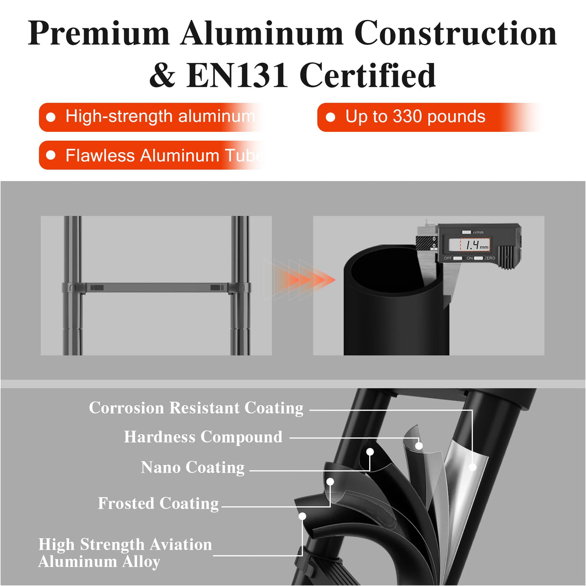 12.5 FT Black Aluminum Telescoping Ladder C7953