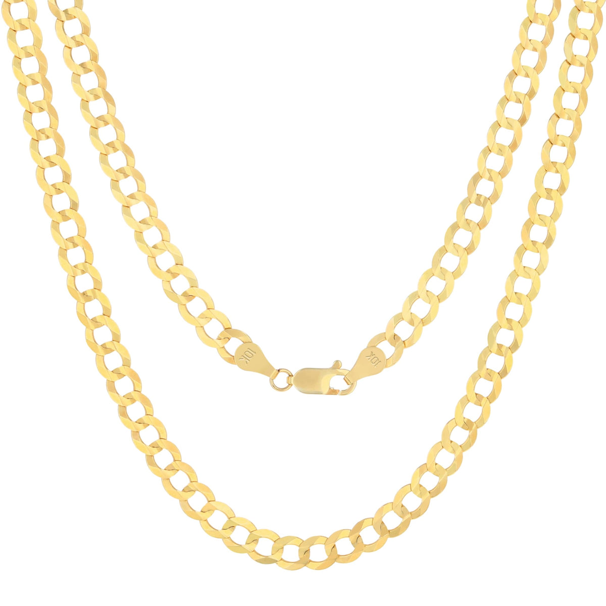 10k Yellow Gold Cuban Curb Link Chain Necklace B60172