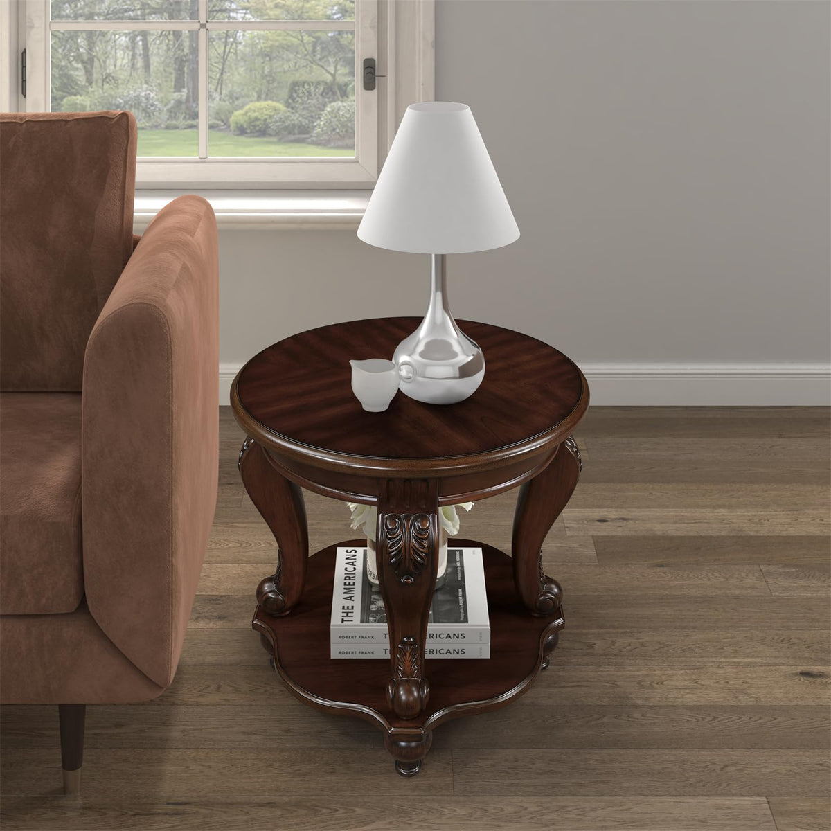 2 Tier Round Wood End Table L2024