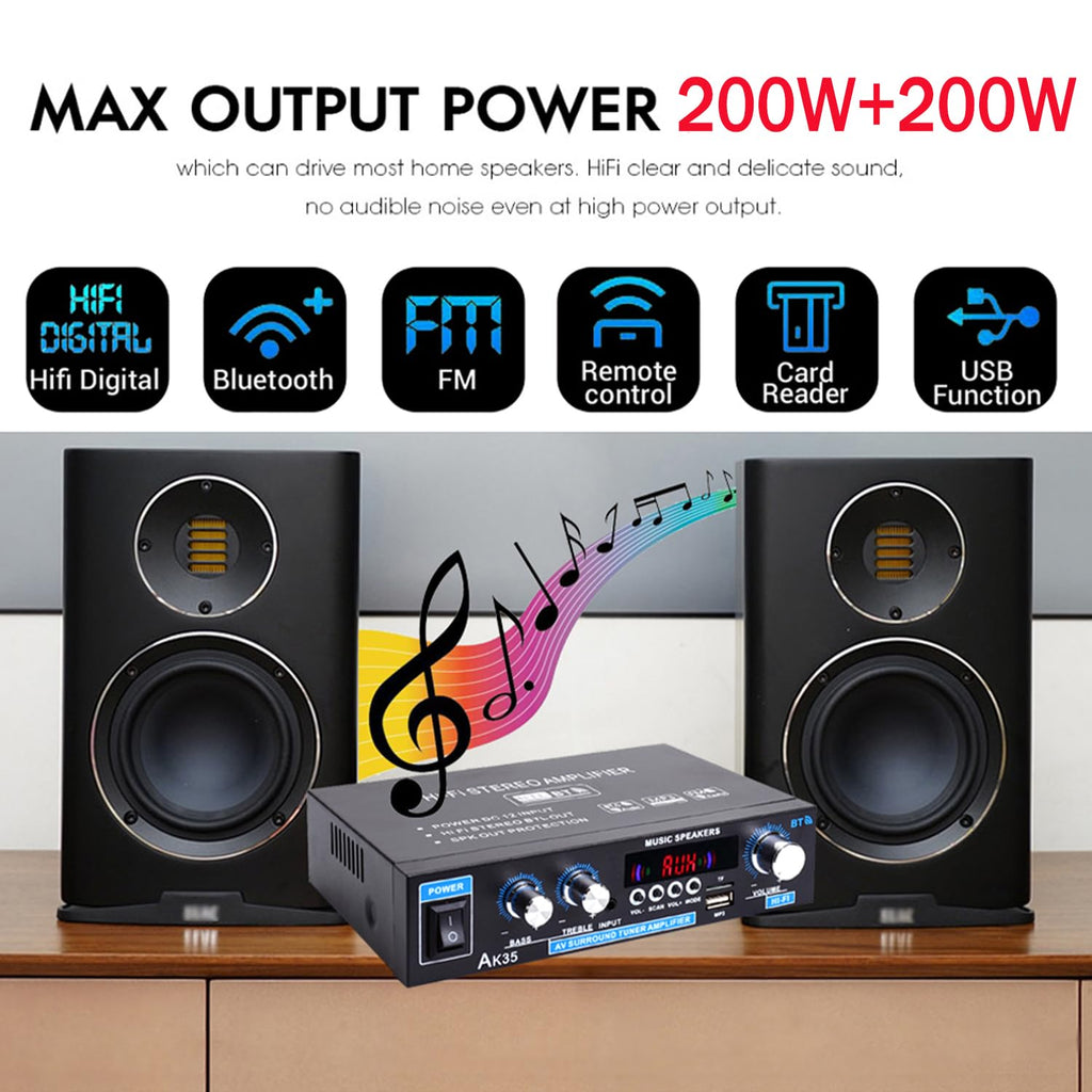 Bluetooth 5.0 200W 2.0 Channel Mini Stereo Amplifier I702