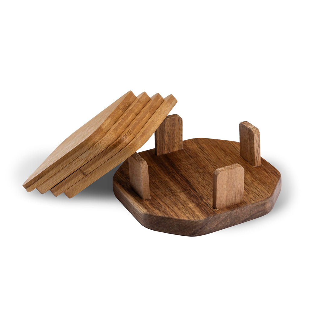 Chicago Bears 4-Pack Wood Inlay Coaster Set with Holder Z18674