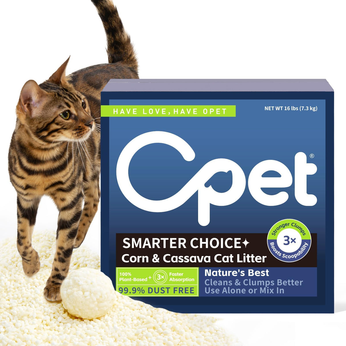 Cassava Cat Litter, Quick Clumping Plant-Based Pellets, Low Dust, 16 lb O445698