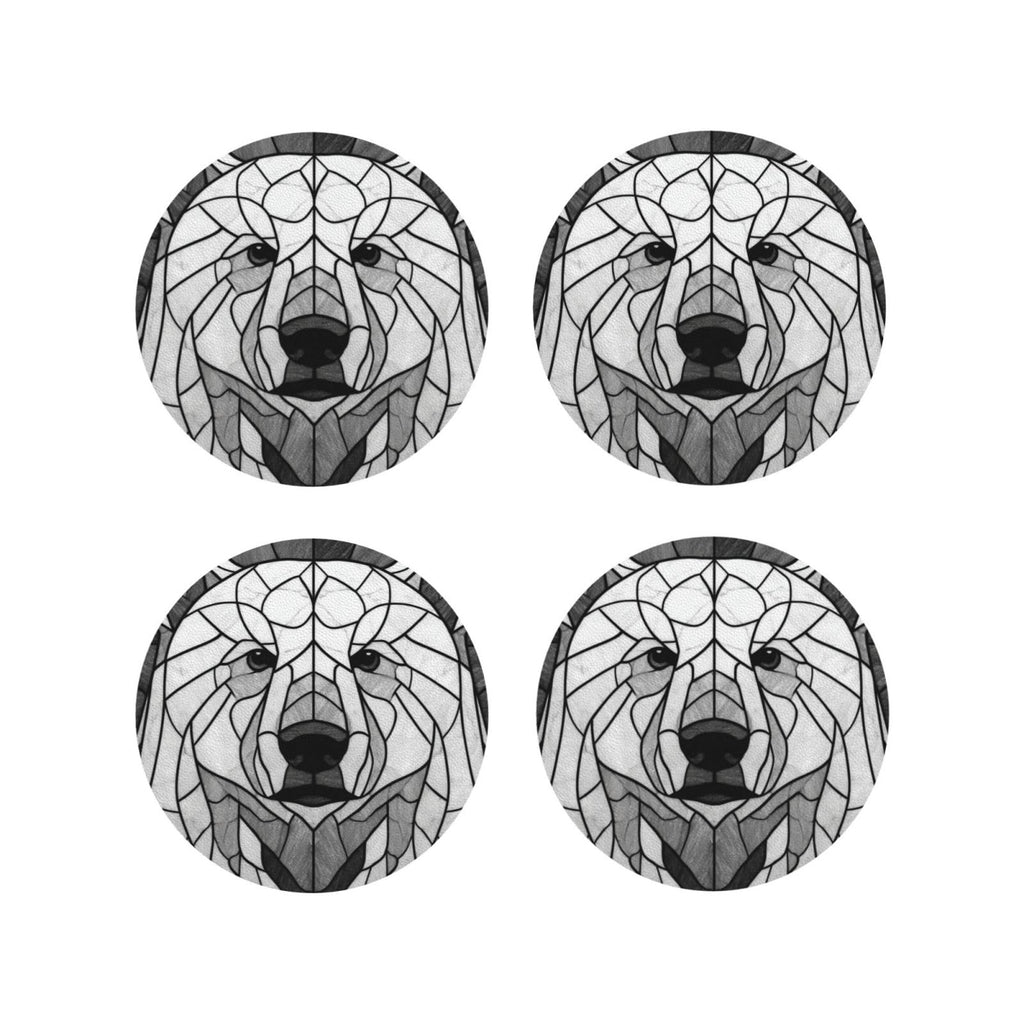 Black and White Bear Leather Coasters Set of 4 B77191