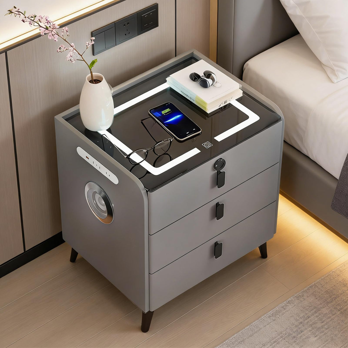 Wireless Charging Fingerprint Lock Nightstand C415