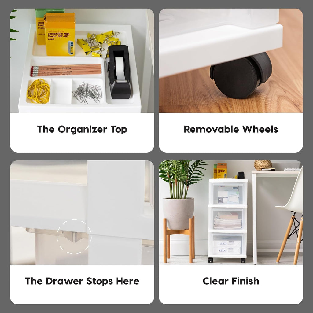 3 Drawer Rolling Storage Cart R7890