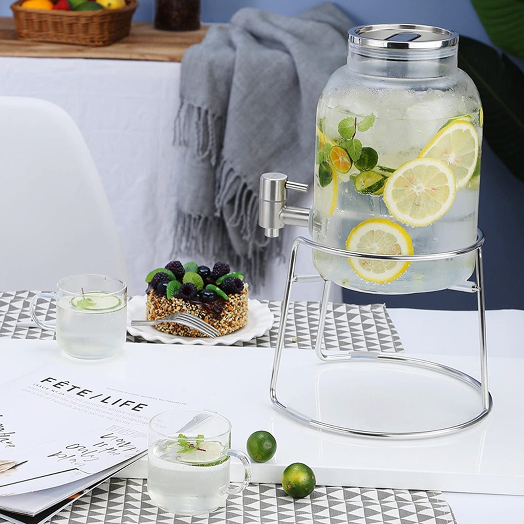 Large-capacity Glass Pitcher with Lid and Faucet V1734