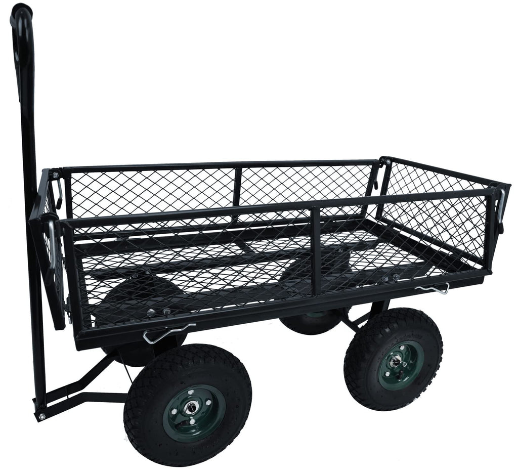Heavy Duty Garden Cart, 400 Lb Capacity, Mesh Steel Folding Utility Wagon, Black E8004