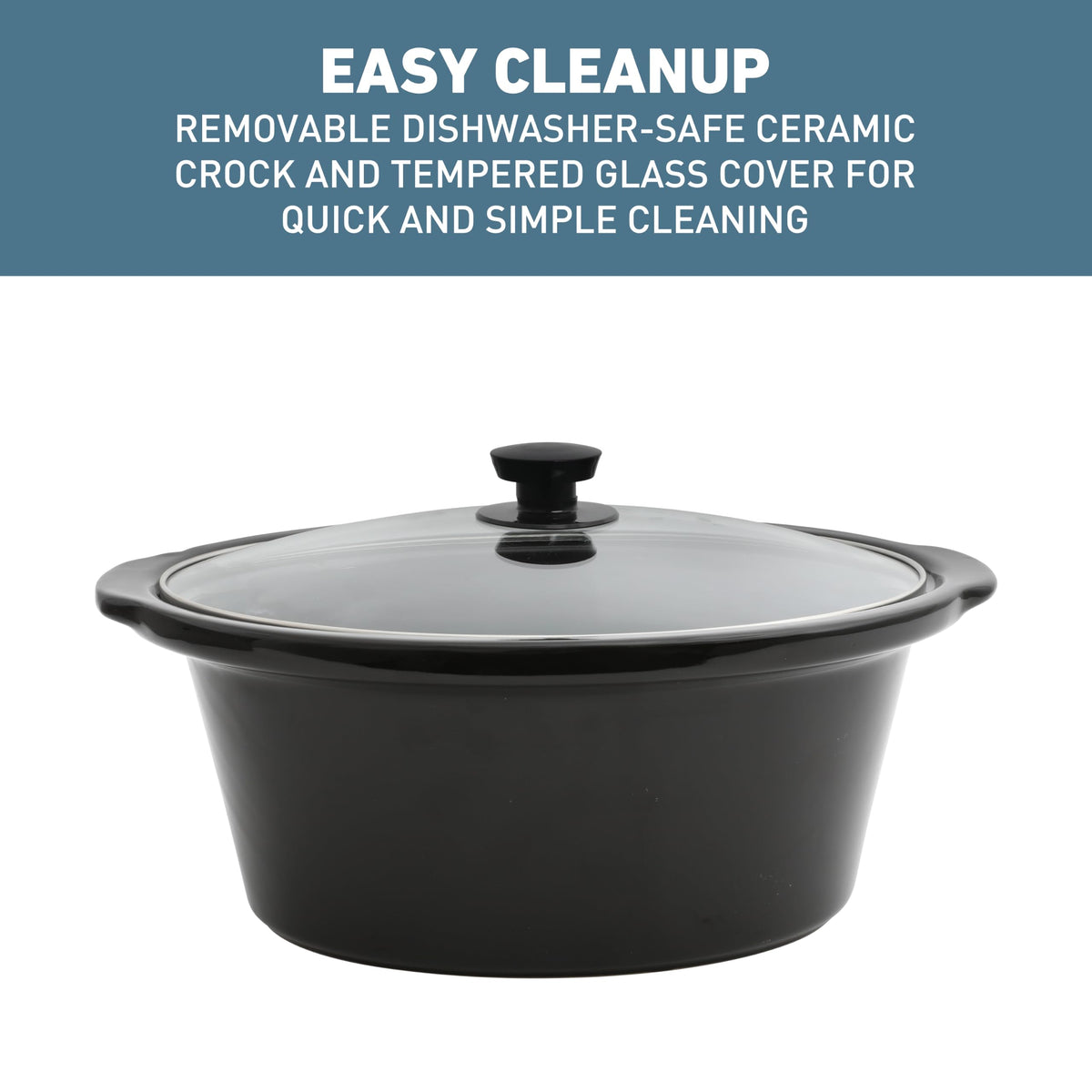 6-Quart Slow Cooker with Ceramic Crockpot and Glass Lid W90320