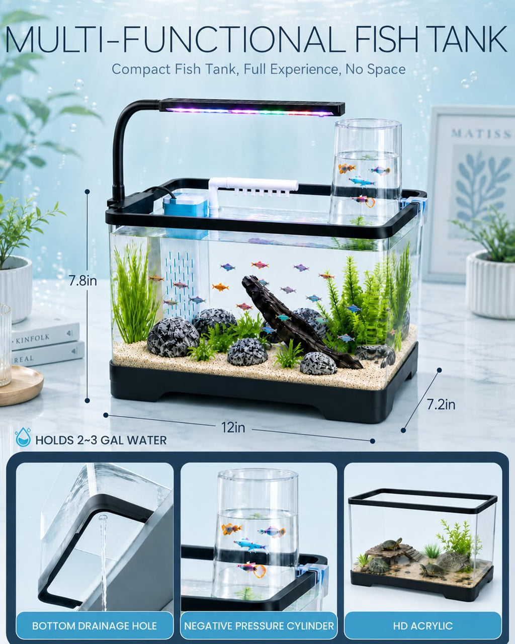 3 Gallon Acrylic Aquarium Starter Kit S39493