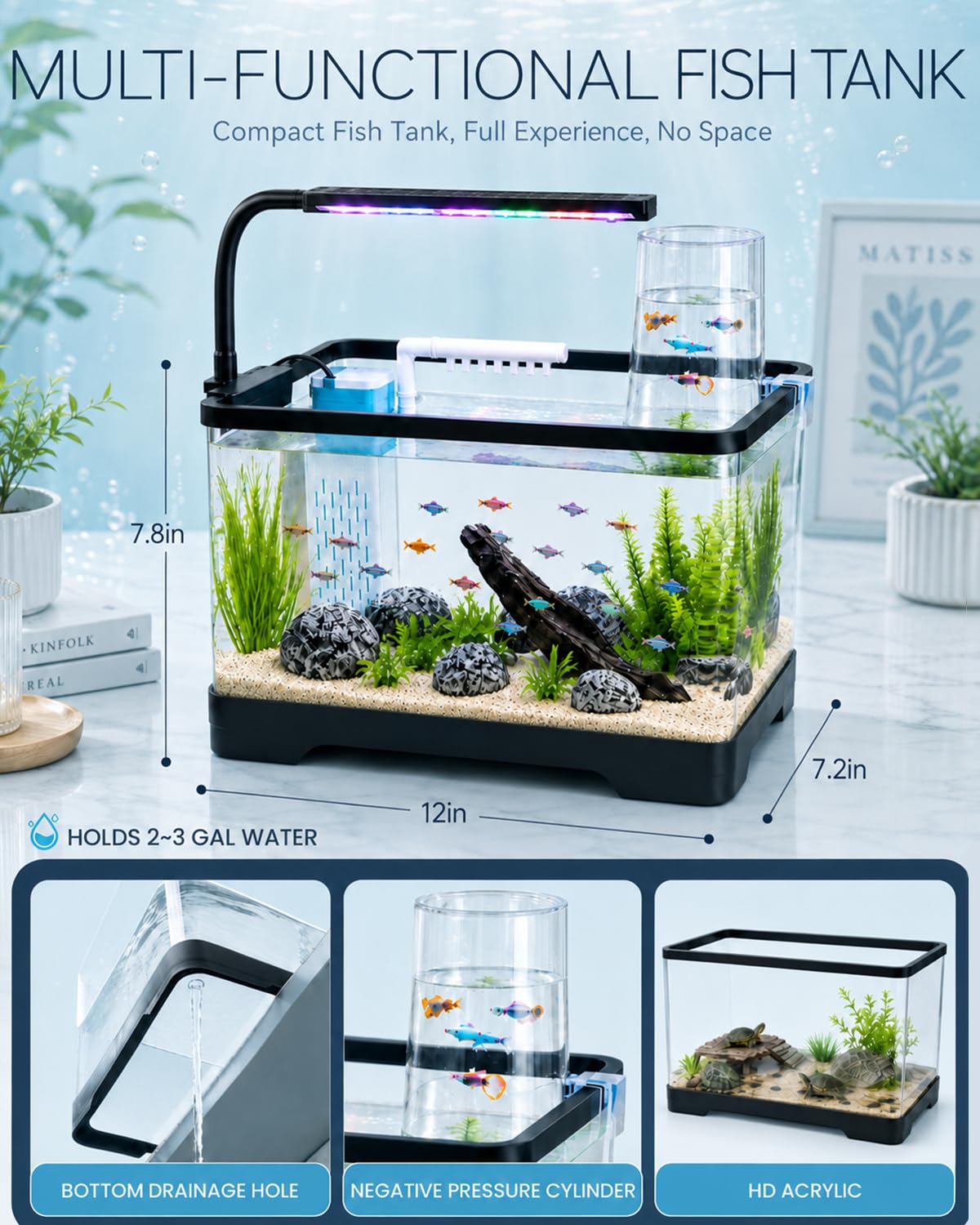 3 Gallon Acrylic Aquarium Starter Kit S39493