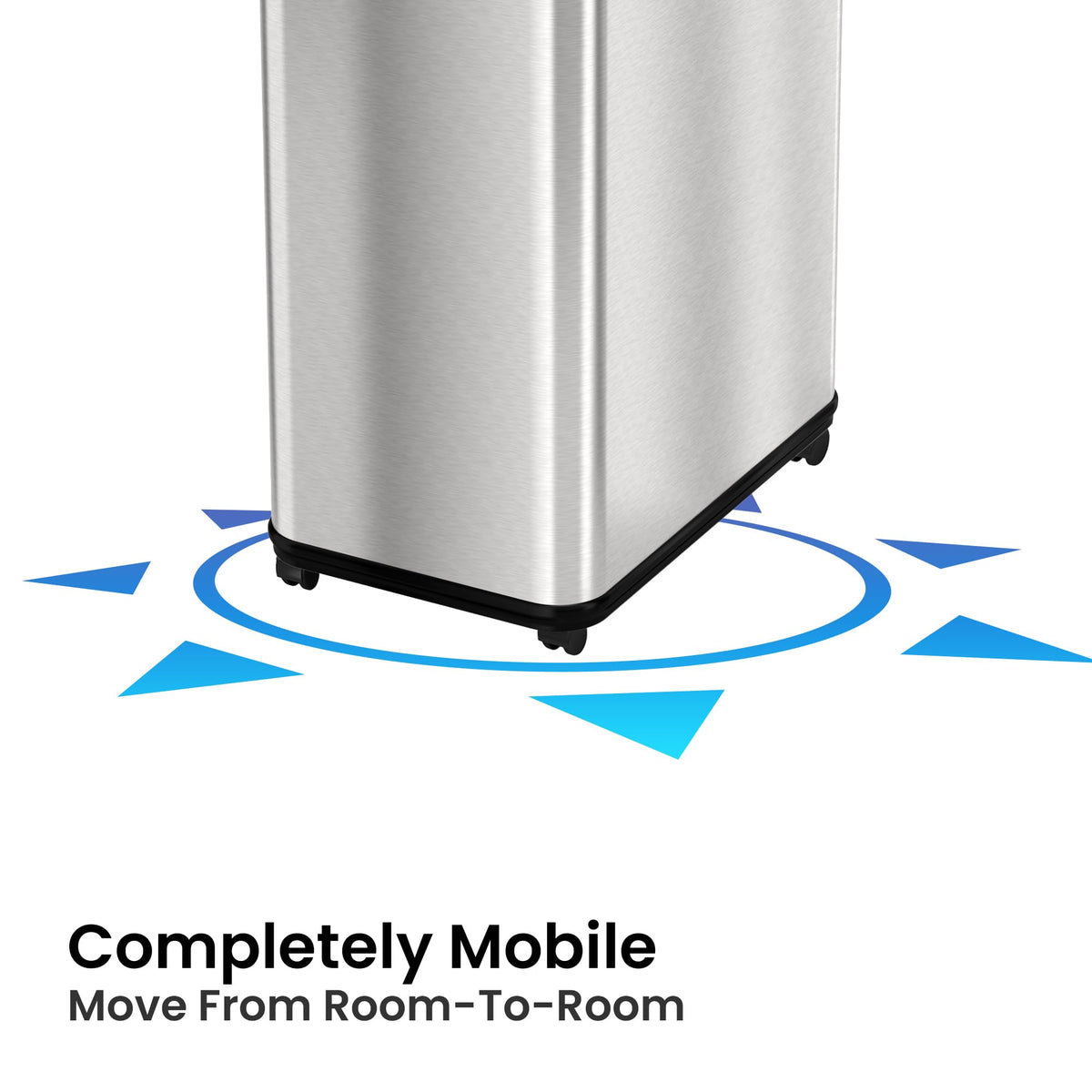 13 Gallon Sensor Kitchen Trash Can with Lid & Wheels O65436