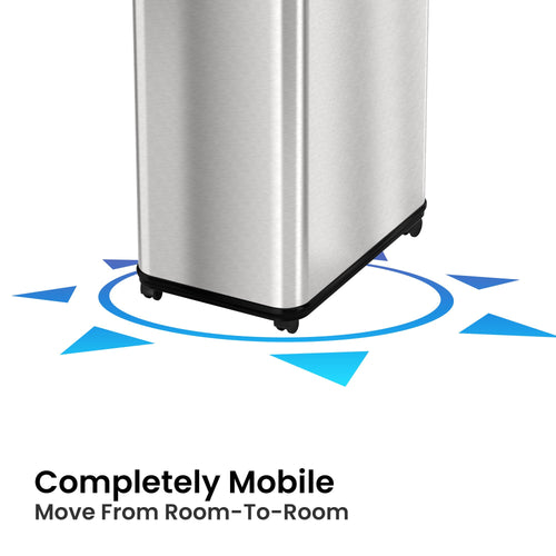 13 Gallon Sensor Kitchen Trash Can with Lid & Wheels O65436
