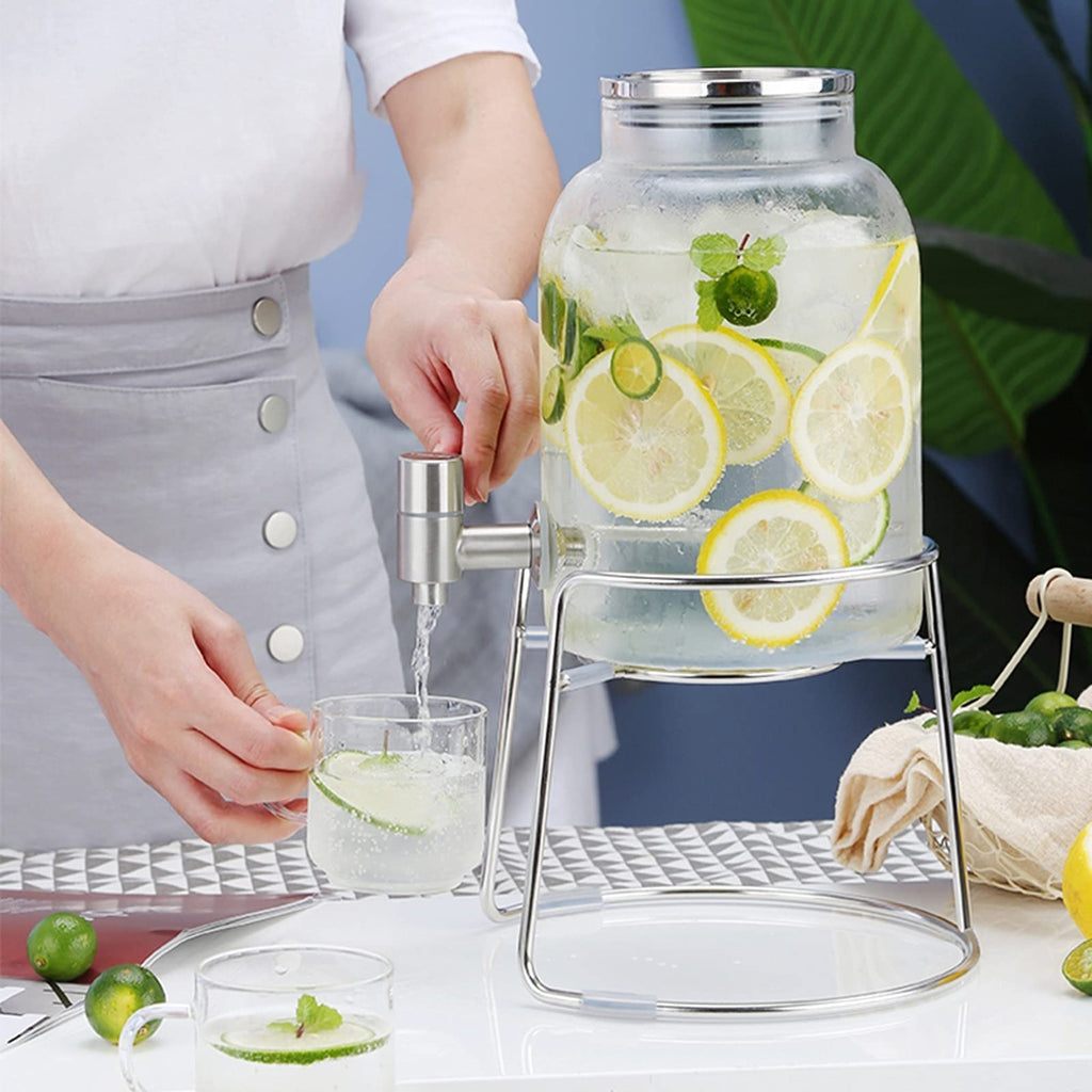 Large-capacity Glass Pitcher with Lid and Faucet V1734